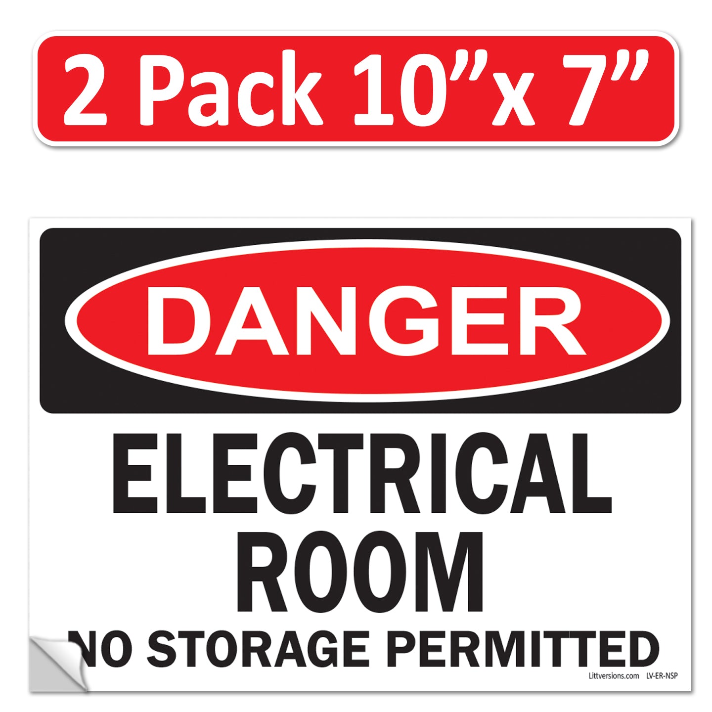 Danger Electrical Room, No Storage Permitted OSHA WARNING Safety Hazard Label Sign Decal 6 mil Laminated Engineer Grade UV Protected ANSI NFPA Weather Resistant Indoor Outdoor Use 127004
