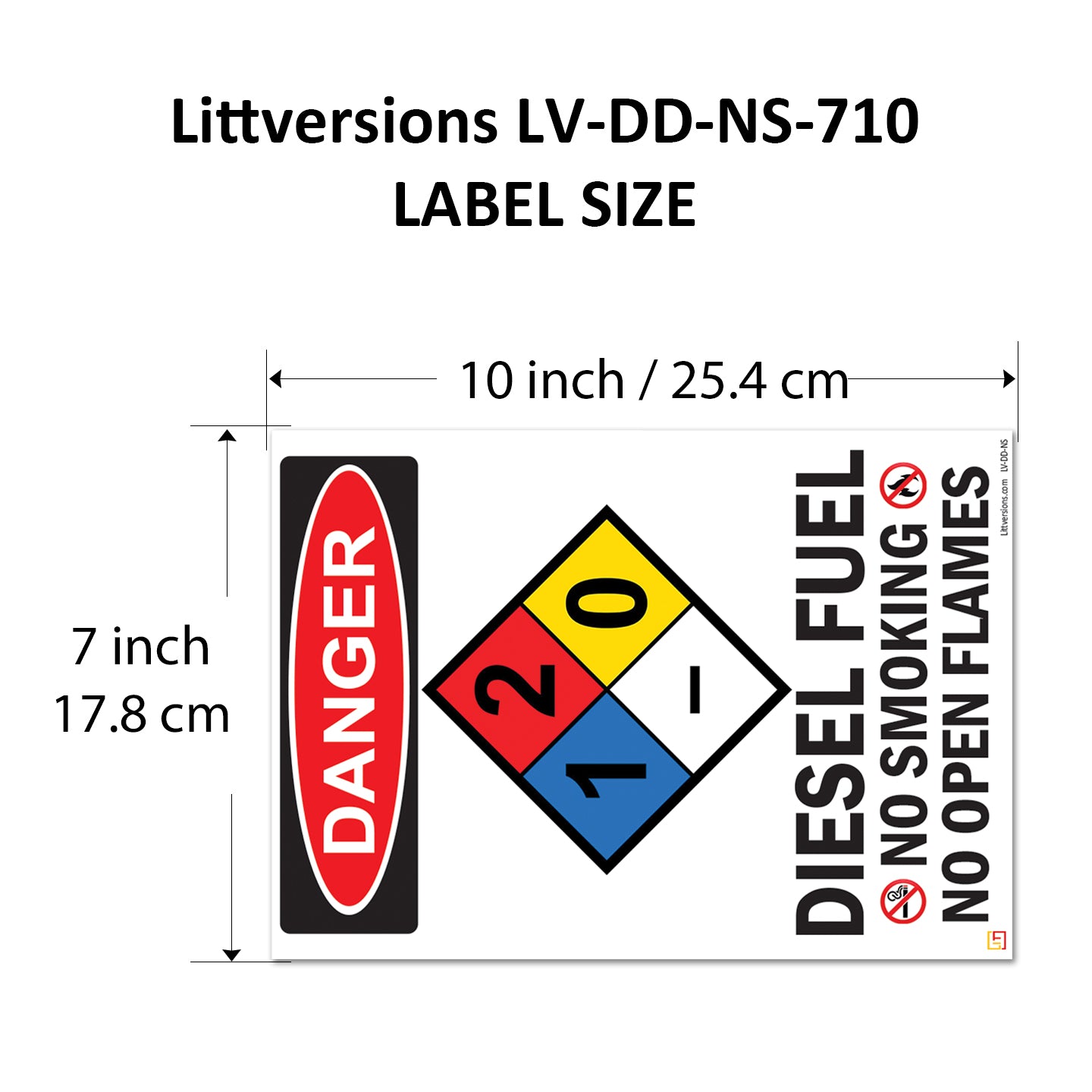 Danger Diesel Fuel No Smoking No Open Flames OSHA WARNING Safety Hazard Label Sign Decal 6 mil Laminated Engineer Grade UV Protected ANSI NFPA Fade/Weather Resistant Indoor Outdoor 123631