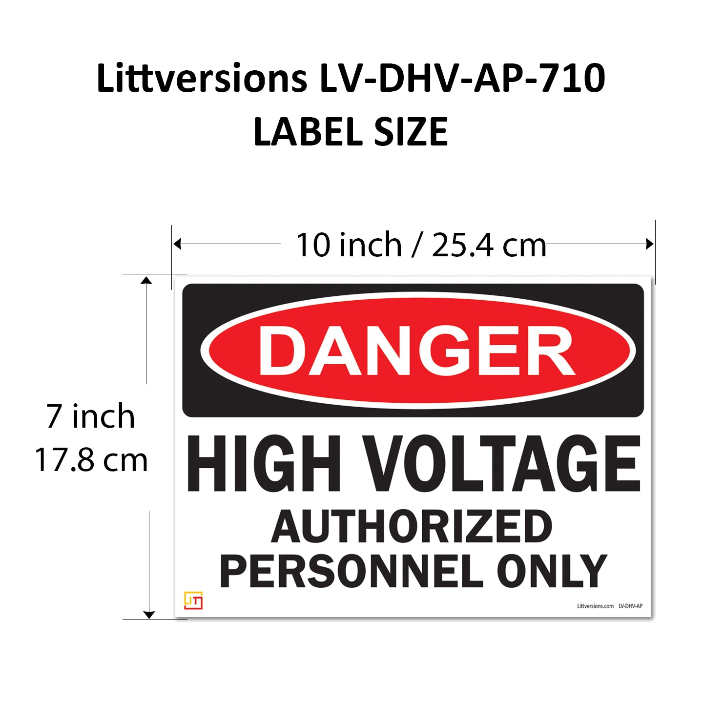 Danger High Voltage Authorized Personnel Only OSHA WARNING Label Sign Decal 6 mil Laminated Engineer Grade UV Protected Red Black White ANSI NFPA Weather Resistant Indoor Outdoor 123697