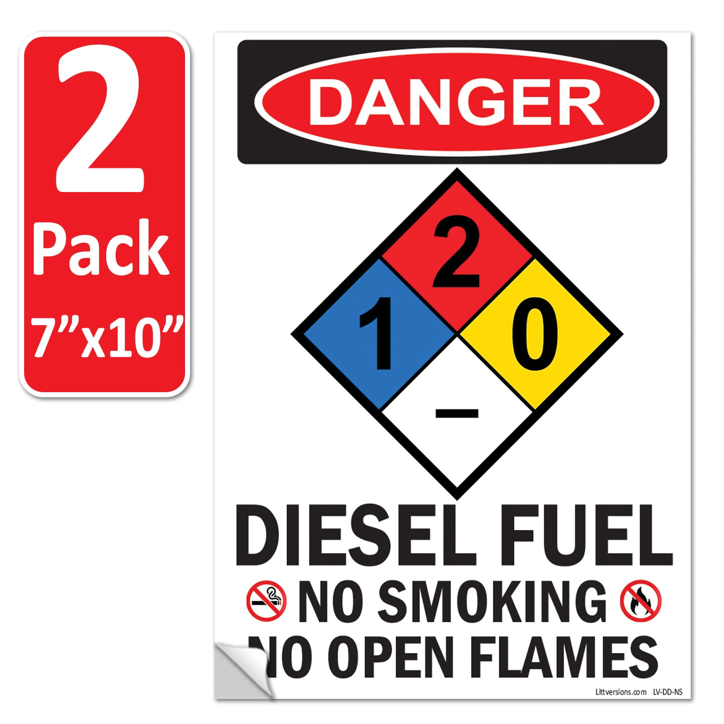 Danger Diesel Fuel No Smoking No Open Flames OSHA WARNING Safety Hazard Label Sign Decal 6 mil Laminated Engineer Grade UV Protected ANSI NFPA Fade/Weather Resistant Indoor Outdoor 123631