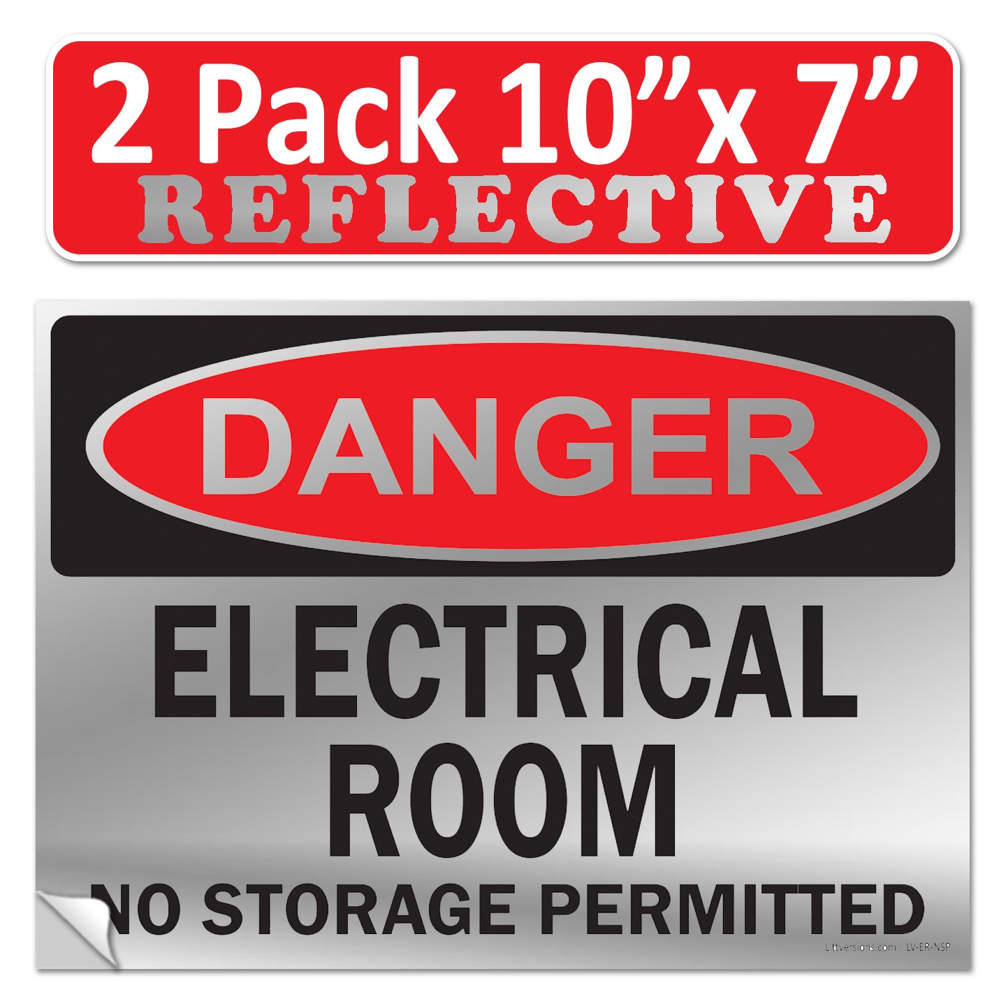 Danger Electrical Room, No Storage Permitted OSHA WARNING Safety Hazard Label Sign Decal 6 mil Laminated Engineer Grade UV Protected ANSI NFPA Weather Resistant Indoor Outdoor Use 127004