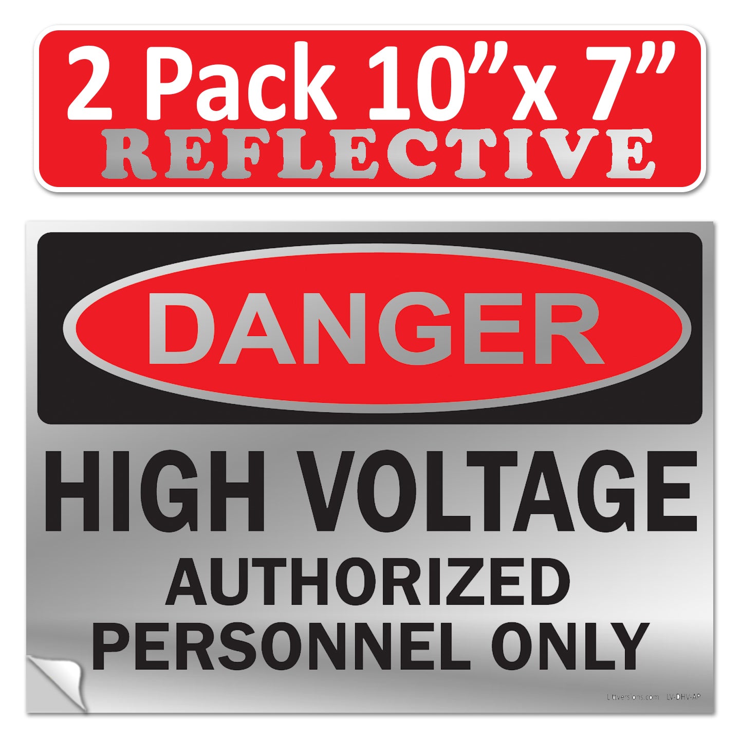Danger High Voltage Authorized Personnel Only OSHA WARNING Label Sign Decal 6 mil Laminated Engineer Grade UV Protected Red Black White ANSI NFPA Weather Resistant Indoor Outdoor 123697