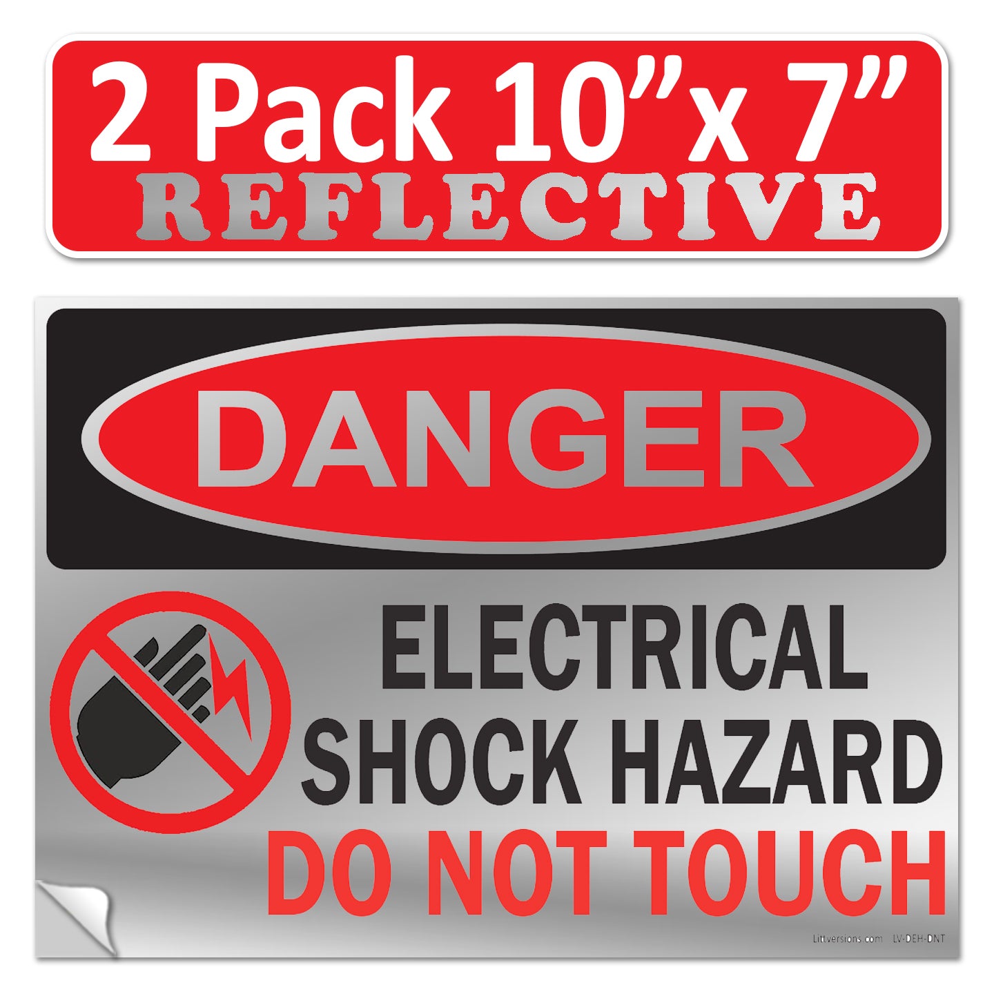 Danger Electrical Shock Hazard Do Not Touch OSHA WARNING Label Sign Decal 6 mil Laminated Engineer Grade UV Protected Red Black White ANSI NFPA Weather Resistant Indoor Outdoor use 127016
