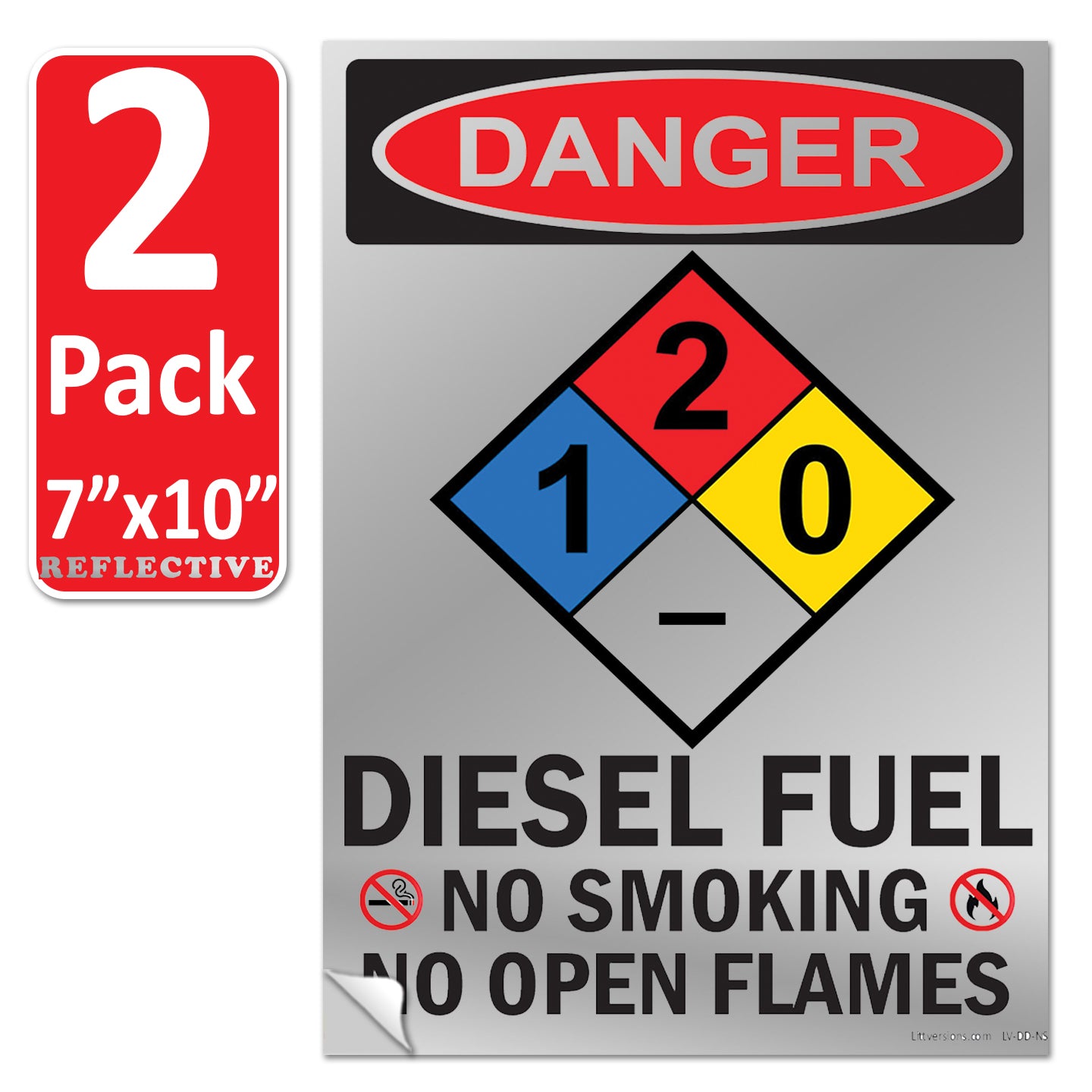 Danger Diesel Fuel No Smoking No Open Flames OSHA WARNING Safety Hazard Label Sign Decal 6 mil Laminated Engineer Grade UV Protected ANSI NFPA Fade/Weather Resistant Indoor Outdoor 123631