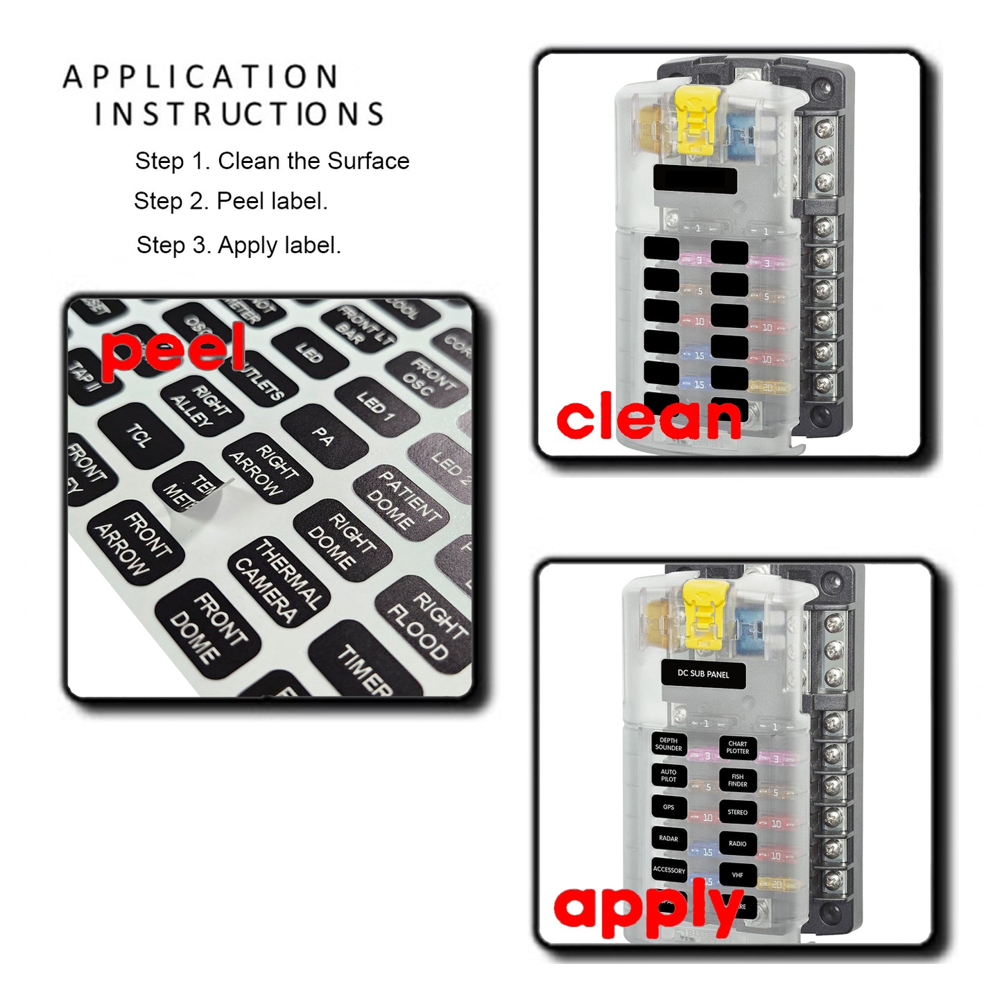240 Pcs Small Extended AC DC Panel Directory Label Replacement for Blue Sea 8214 8217 7870 Marine