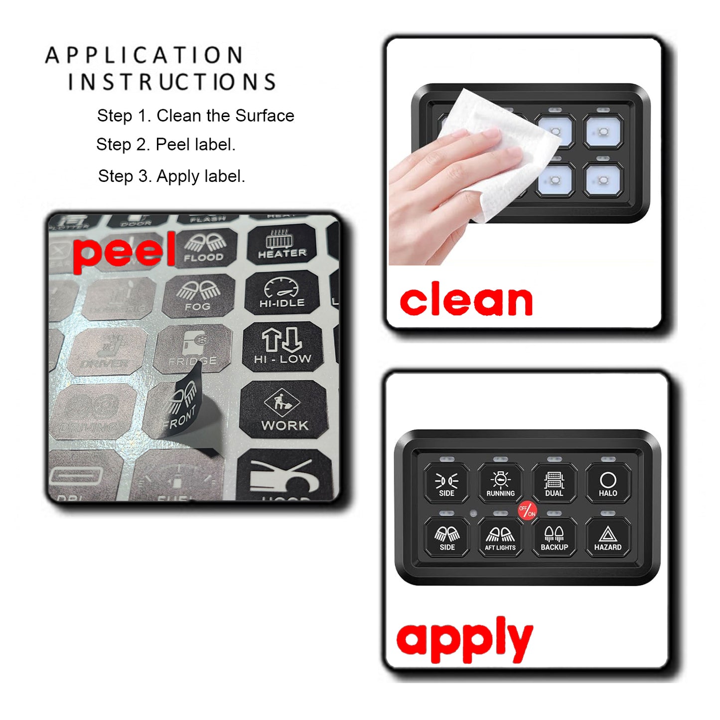 200 Pcs Horizontal AC DC 6/8/12 Gang Switch Control Panel Stickers Labels Vinyl Marine Boat Car Truck RV ATV Camper BA80 GA80 BB80 GB80 BC60 GC60 AR800 AR-820 RC800 RA80 X2