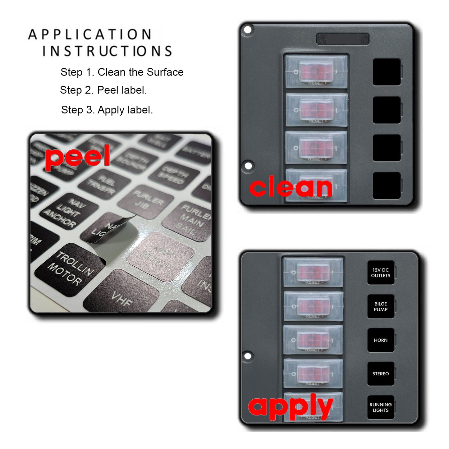 170 Pcs Square AC DC Panel Directory Label Replacement for Blue Sea 4215 4216 4217 4218 Marine