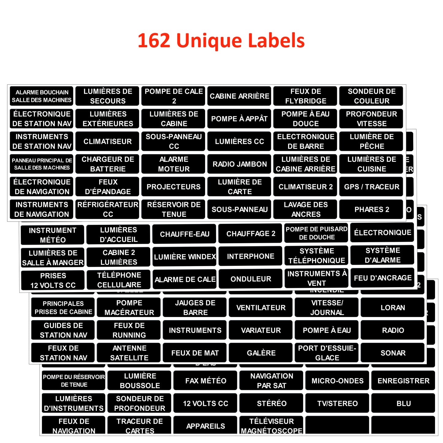 160 Pcs French Large Marine Extended AC DC Circuit Battery Panels Directory Switch Labels Car Auto Truck RV Camper Replacement for Blue Sea 8030 8031 8039 8067
