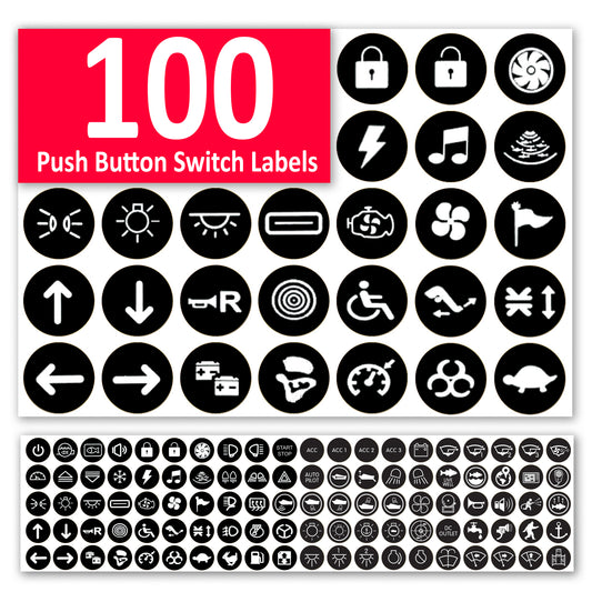 100 Pcs Round Push Button Replacement for Blue Sea 4180 4181 Toggle Switch 4230 Circuit  Labels
