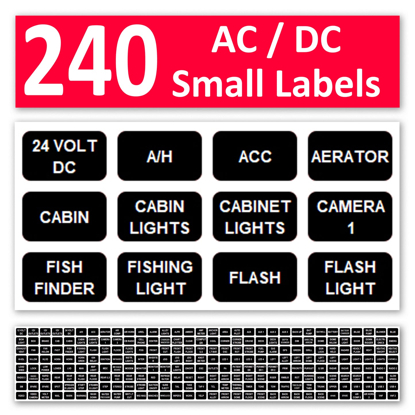 240 Pcs Small Extended AC DC Panel Directory Label Replacement for Blue Sea 8214 8217 7870 Marine