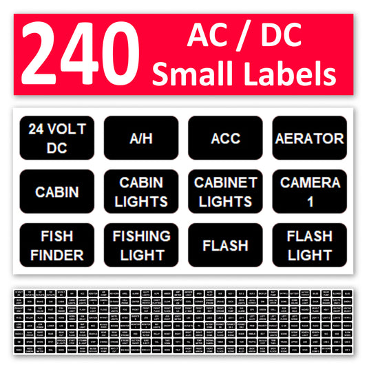 240 Pcs Small Extended AC DC Panel Directory Label Replacement for Blue Sea 8214 8217 7870 Marine
