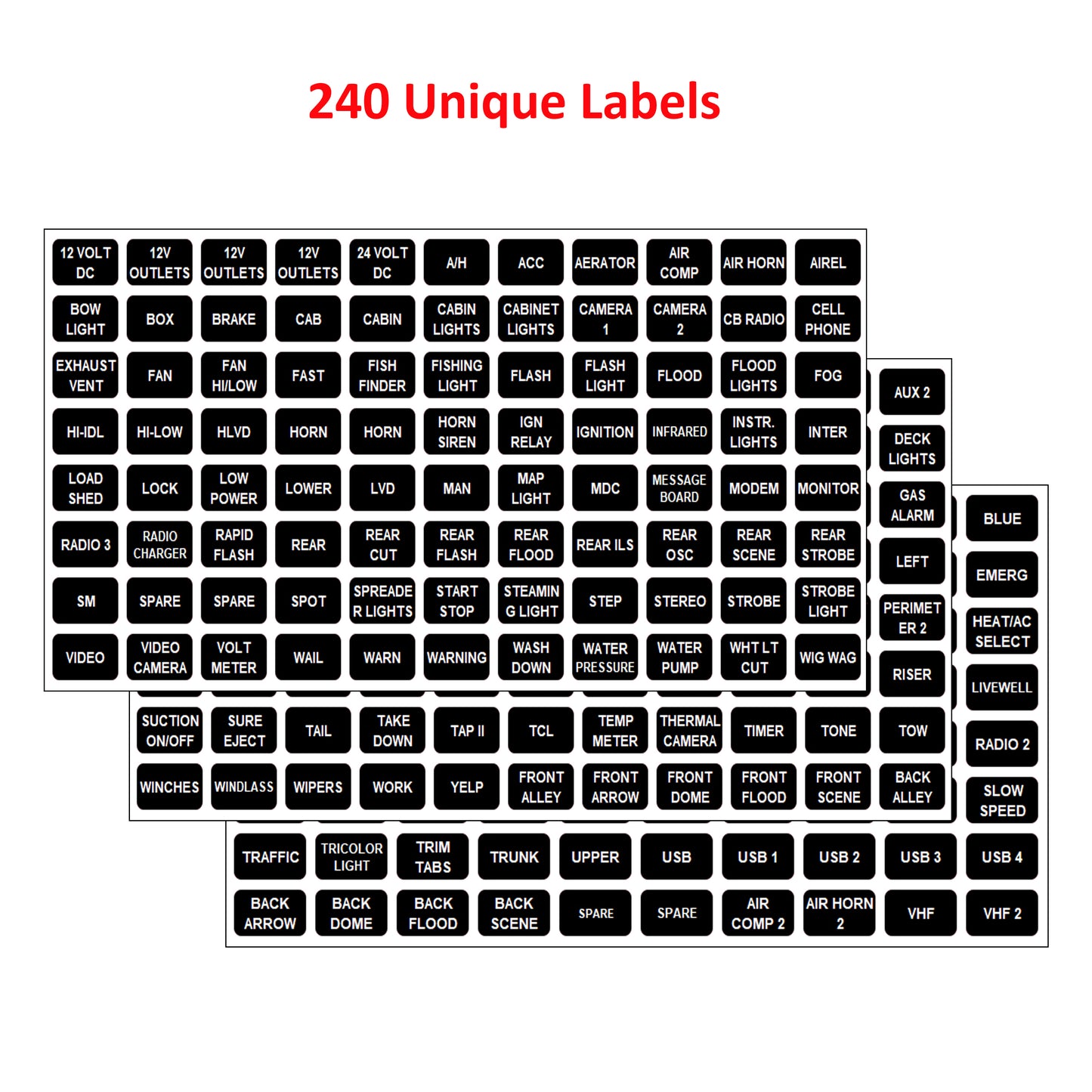 240 Pcs Small Extended AC DC Panel Directory Label Replacement for Blue Sea 8214 8217 7870 Marine