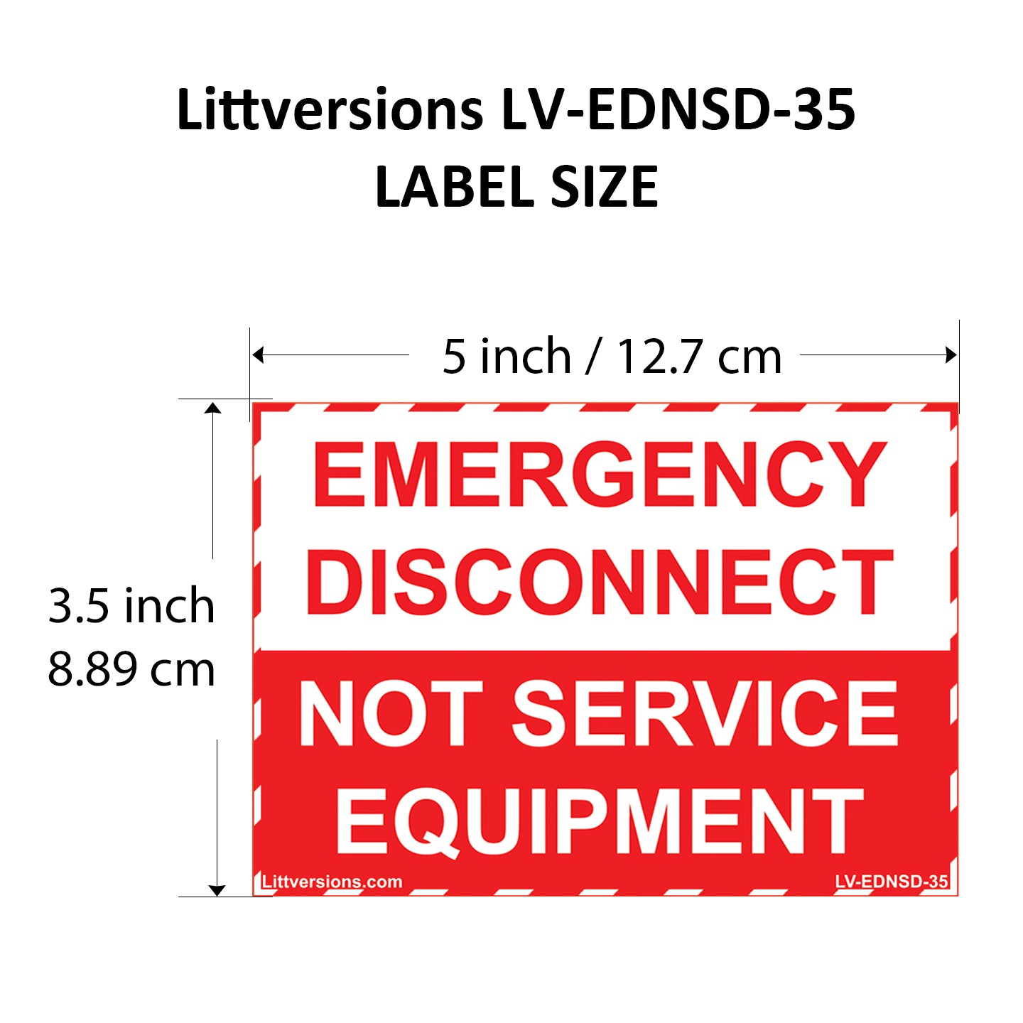 5 Pack 5"x 3.5" Emergency Disconnect NOT Service Equipment Label Sign Stick Vinyl Elect NEC compliant