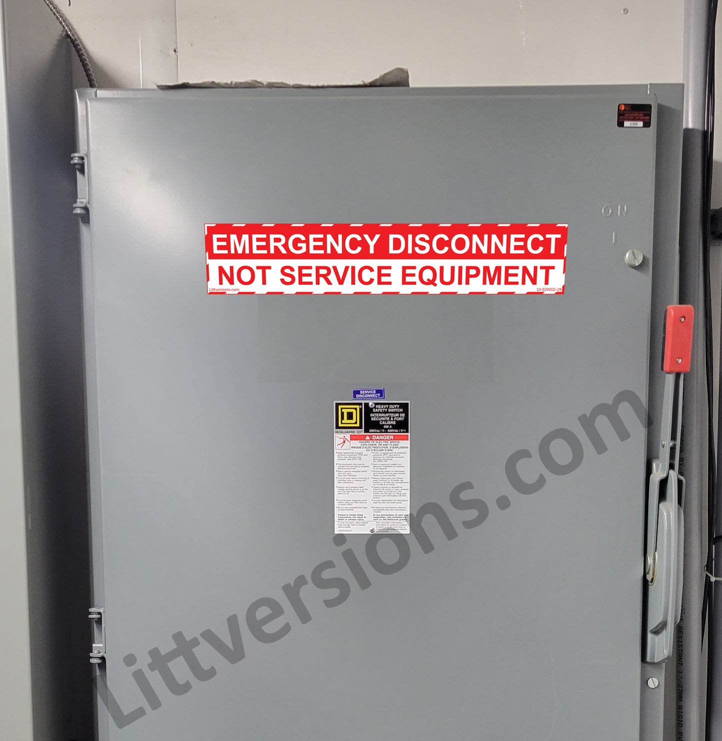 5 Pack 1-3/4"x 9" Emergency Disconnect NOT Service Equipment Label Sign Deca Vinyl 44-945 NEC compliant