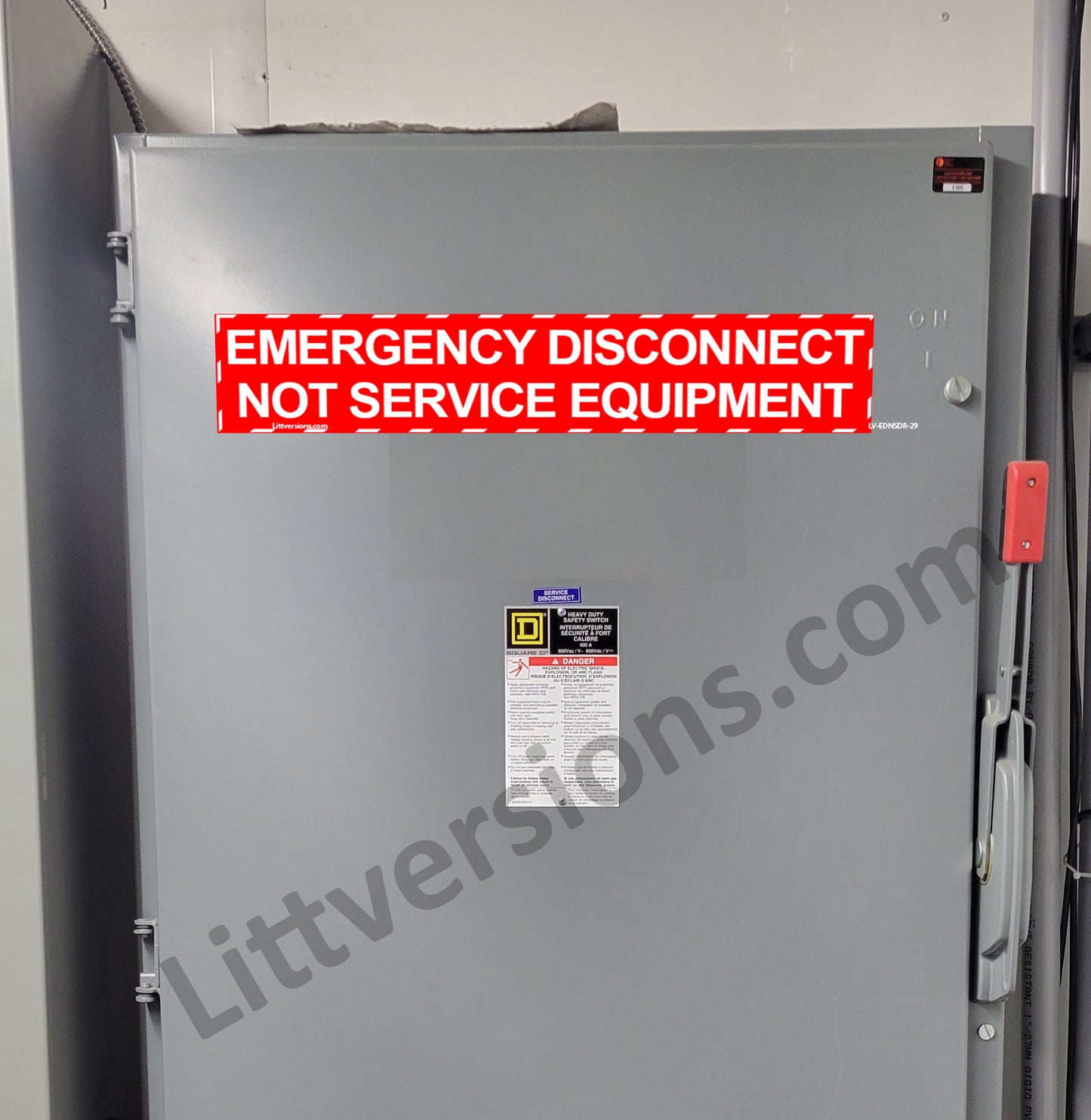 5 Pack 9" x 1-3/4" NEC Compliant RED Emergency Disconnect NOT Service Equipment Outdoor Laminated Labels Danger Sticker Panel Heavy Duty Vinyl Waterproof Ultra Durable Electrical