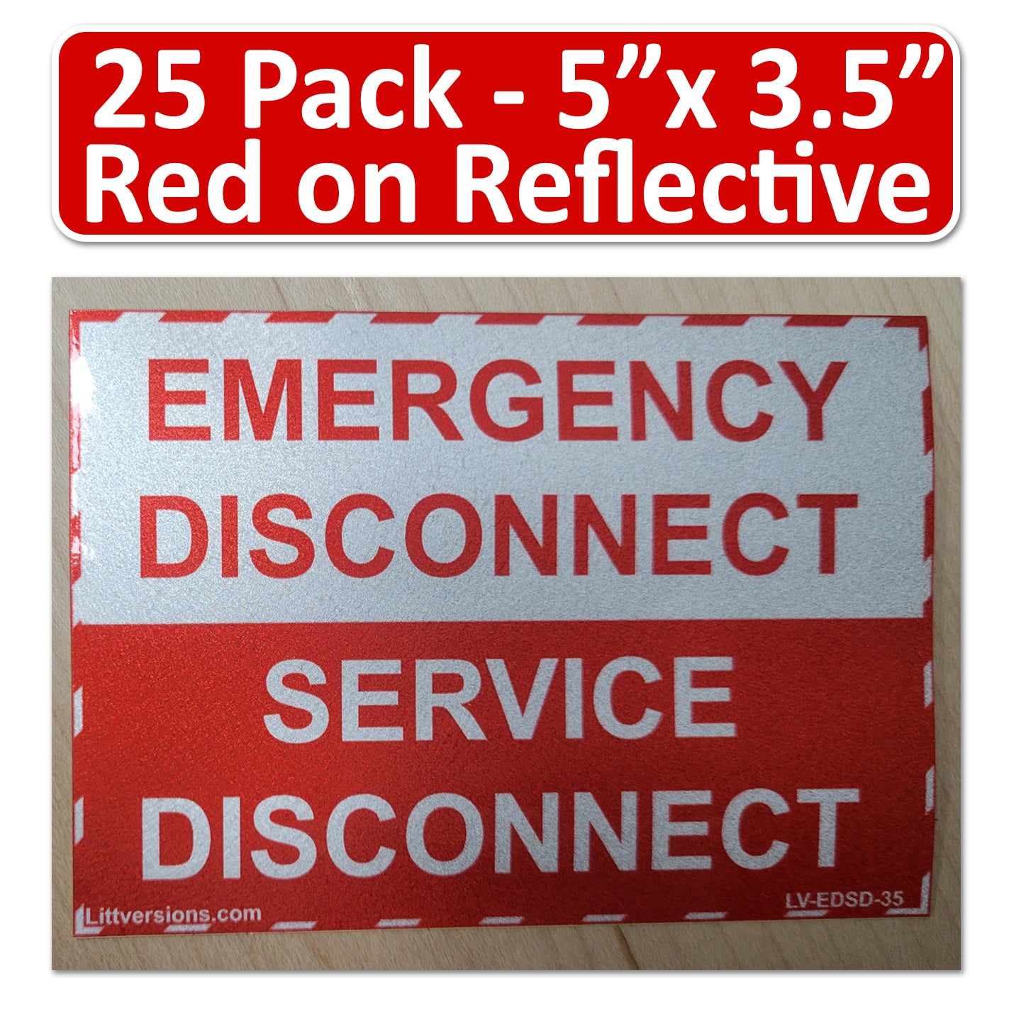 5"x 3.5" Reflective Laminated NEC Compliant Emergency Disconnect Service Labels Sign Notice Danger Sticker Panel Heavy Duty Pressure Sensitive Ultra Durable Electrical Lock Out