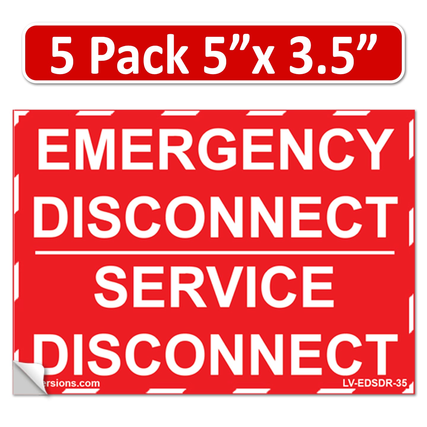 5"x 3.5" NEC compliant RED Emergency Disconnect Service Outdoor Laminated Labels Decal Sign Notice Danger Sticker Panel Heavy Duty Vinyl Waterproof Ultra Durable Electrical