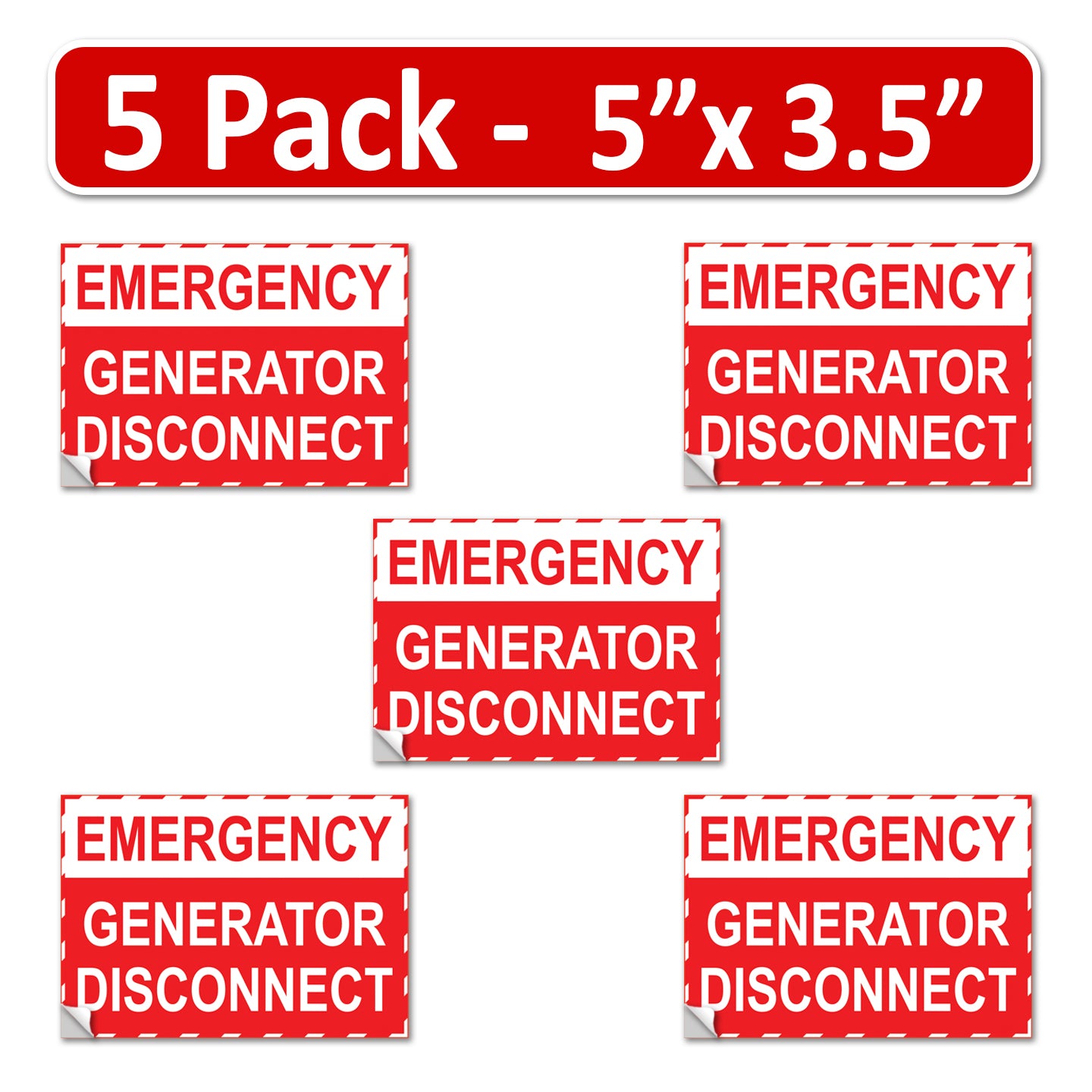 5" x 3.5" Emergency Generator Disconnect Label Sign Sticker Electrical Panel Vinyl Lock Out Shut Off