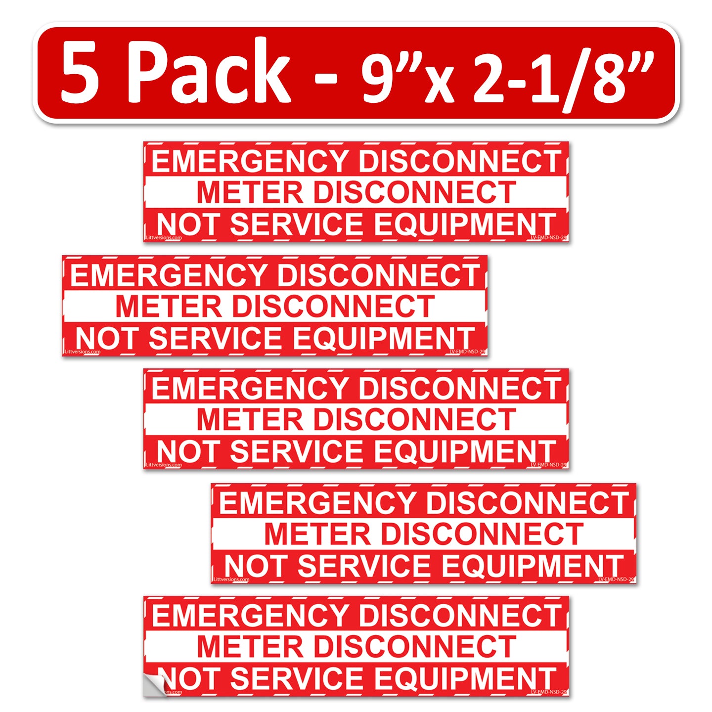 2-1/8"x 9" Emergency Meter Disconnect NOT Service Equipment Label Sign Vinyl 44-945 NEC compliant