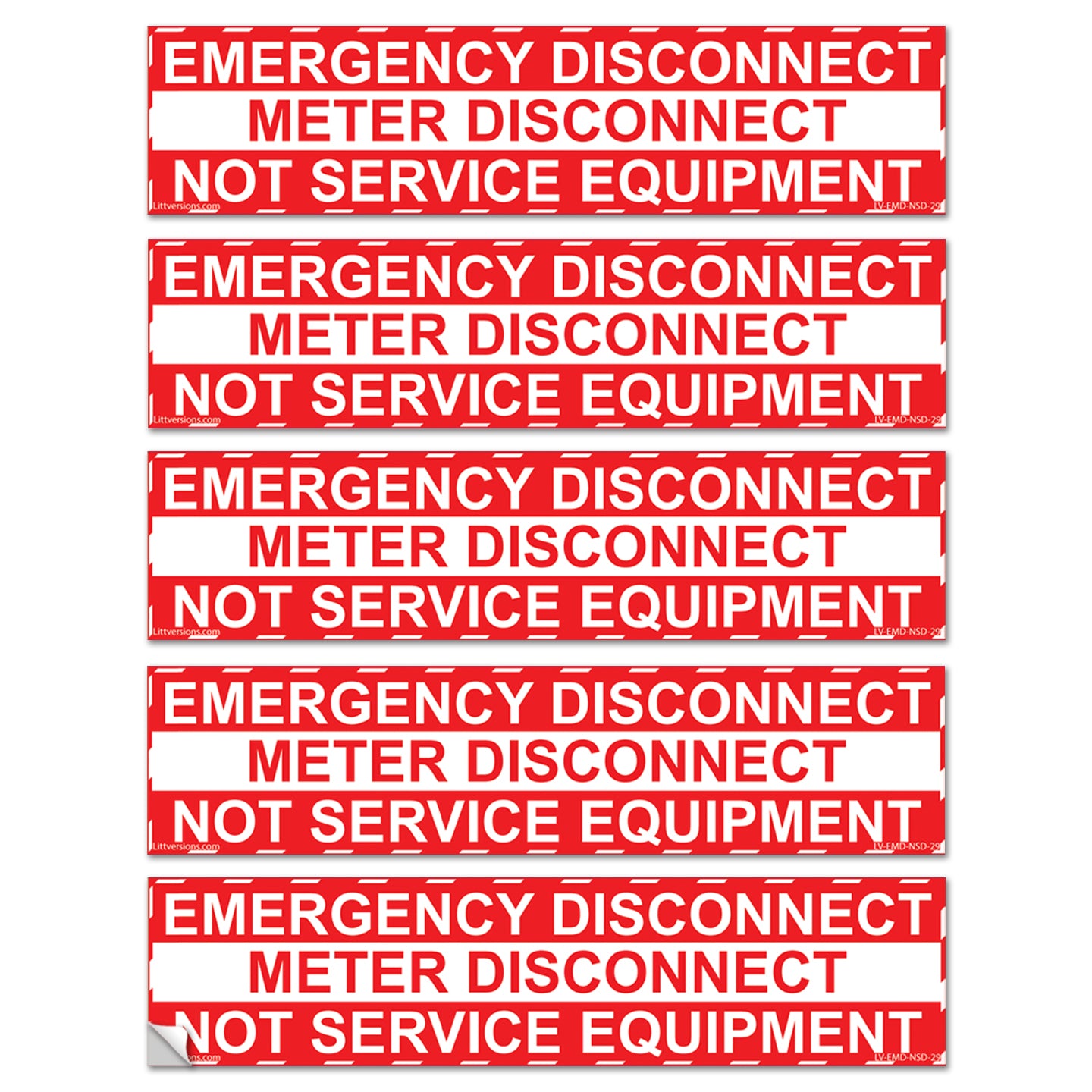 2-1/8"x 9" Emergency Meter Disconnect NOT Service Equipment Label Sign Vinyl 44-945 NEC compliant
