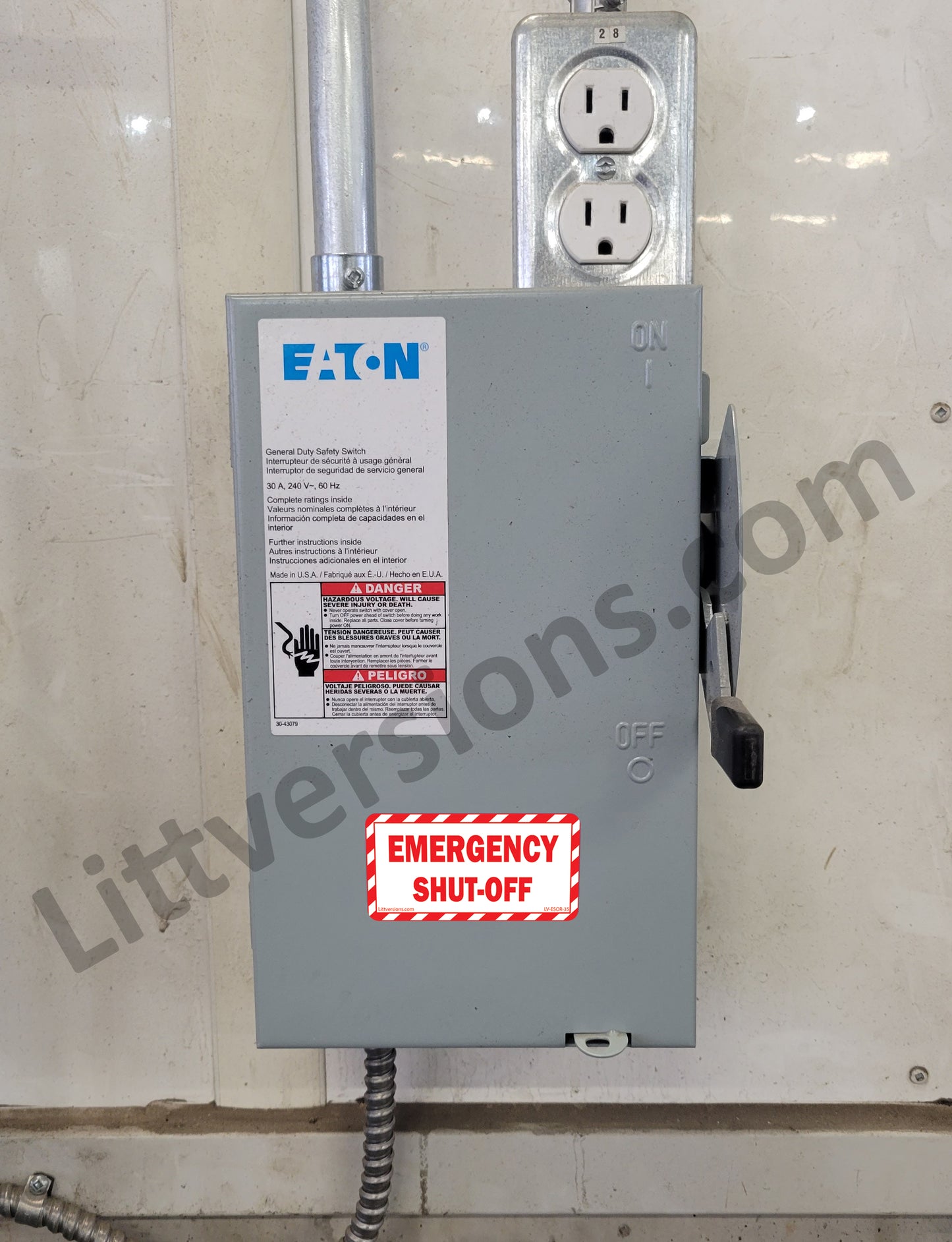 20 Pack White 2" x 1" EMERGENCY SHUT-OFF Fuel Switch Warning Safety Outdoor Rated Laminated Label Sign Sticker Electrical Panel Vinyl 2x1 1 x2 inches