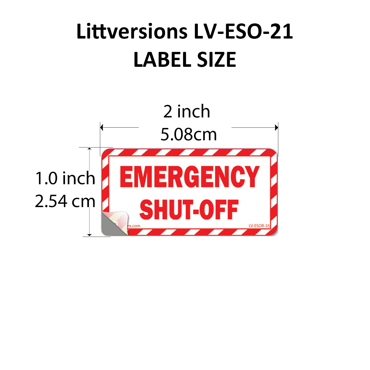 20 Pack White 2" x 1" EMERGENCY SHUT-OFF Fuel Switch Warning Safety Outdoor Rated Laminated Label Sign Sticker Electrical Panel Vinyl 2x1 1 x2 inches