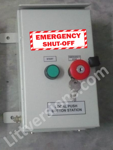 5 Pack White 6" x 2" EMERGENCY SHUT-OFF Fuel Switch Outdoor Rated Laminated Label Warning Safety Sign Sticker Electrical Panel Vinyl 6x2 2 x 6 inches