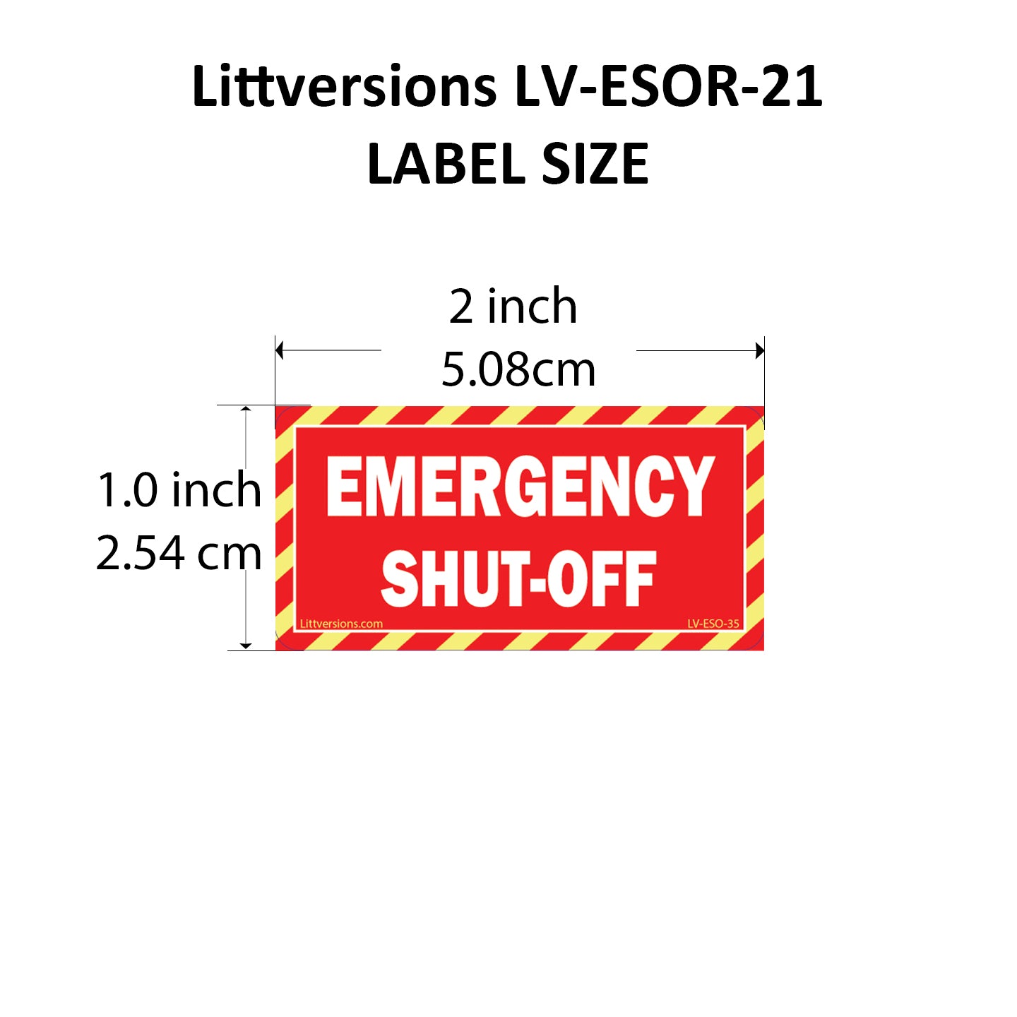 20 Pack Red 2" x 1" EMERGENCY SHUT-OFF Fuel Switch Warning Safety Outdoor Rated Laminated Label Sign Sticker Electrical Panel Vinyl 2x1 1 x2 inches
