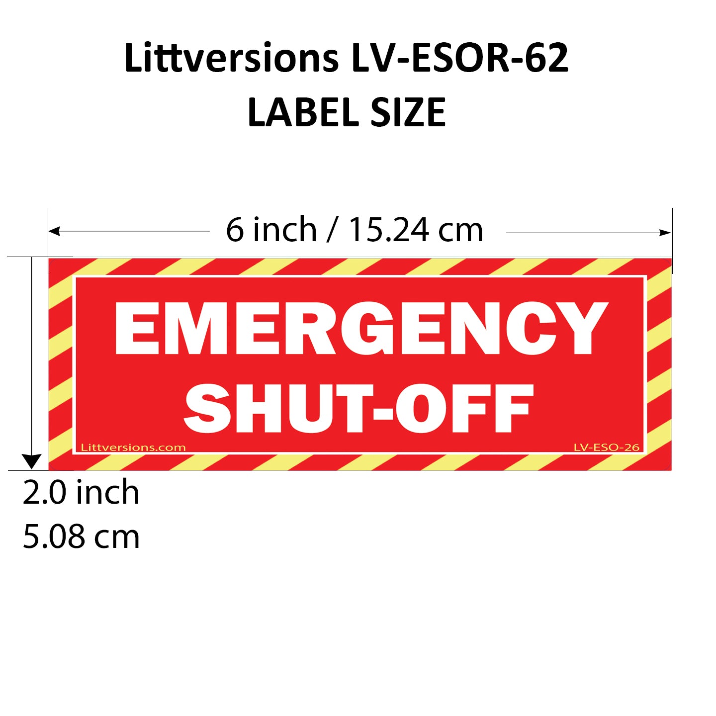 5 Pack Red 6" x 2" EMERGENCY SHUT-OFF Fuel Switch Label Outdoor Rated Laminated Warning Safety Sign Sticker Electrical Panel Vinyl 6 x 2 2 x6 inches