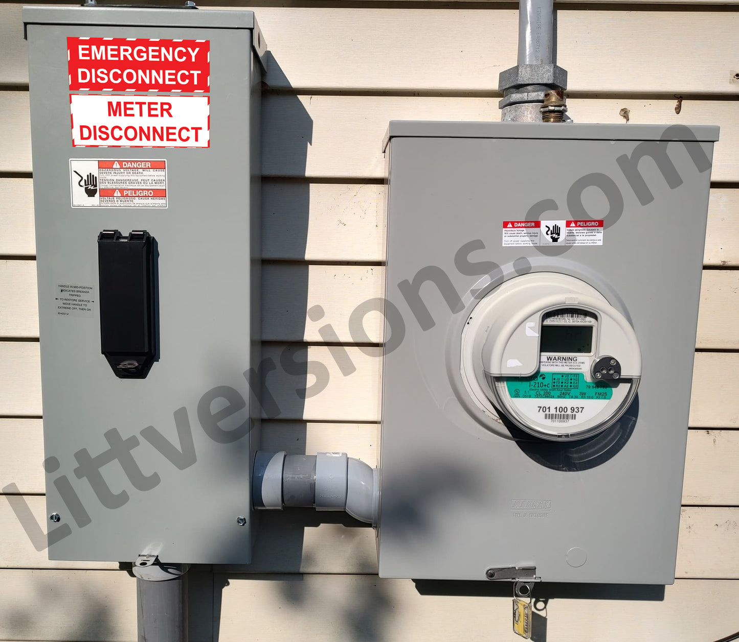 3.5"x 1.25" Emergency Service Meter Disconnect NOT Service Equipment Label 44-944-945 NEC Compliant