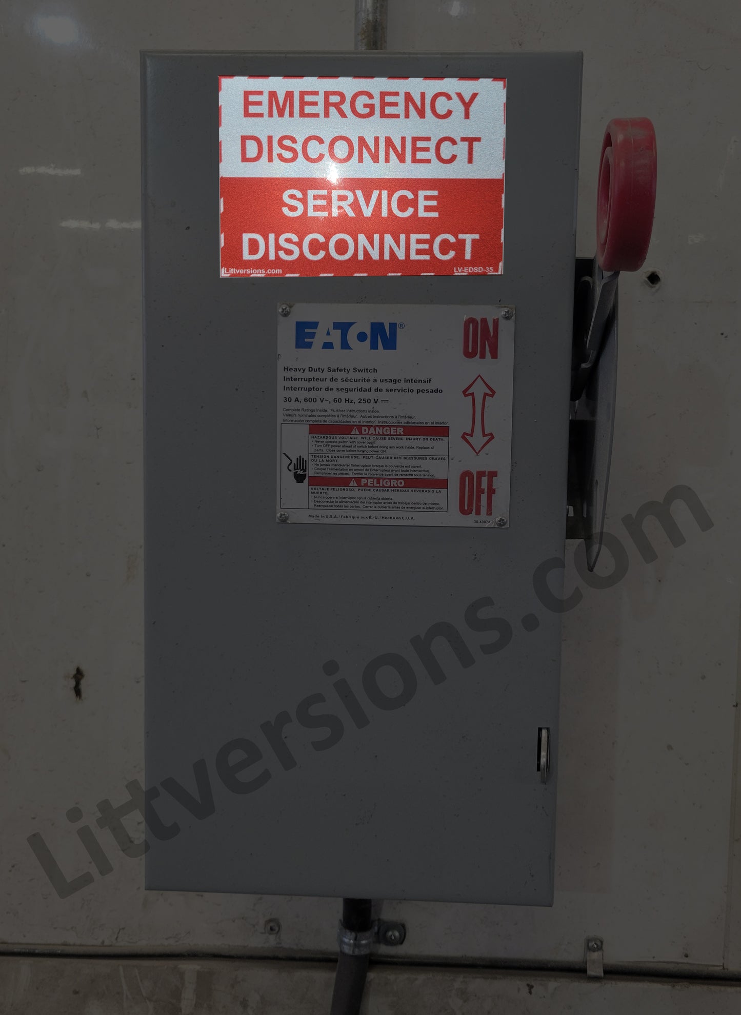 5 Pack 5"x 3.5" Reflective Laminated NEC Compliant Emergency Disconnect Service Labels Sign Notice Danger Sticker Panel Heavy Duty Pressure Sensitive Ultra Durable Electrical Lock Out