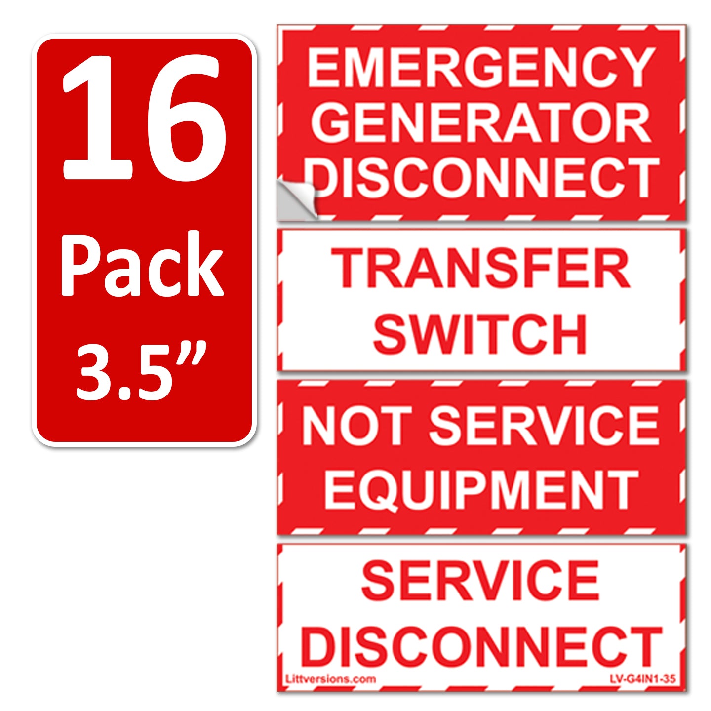 3.5"x1.75"/1.25" Generator Emergency Service Disconnect Transfer Switch NOT Service Equipment Label