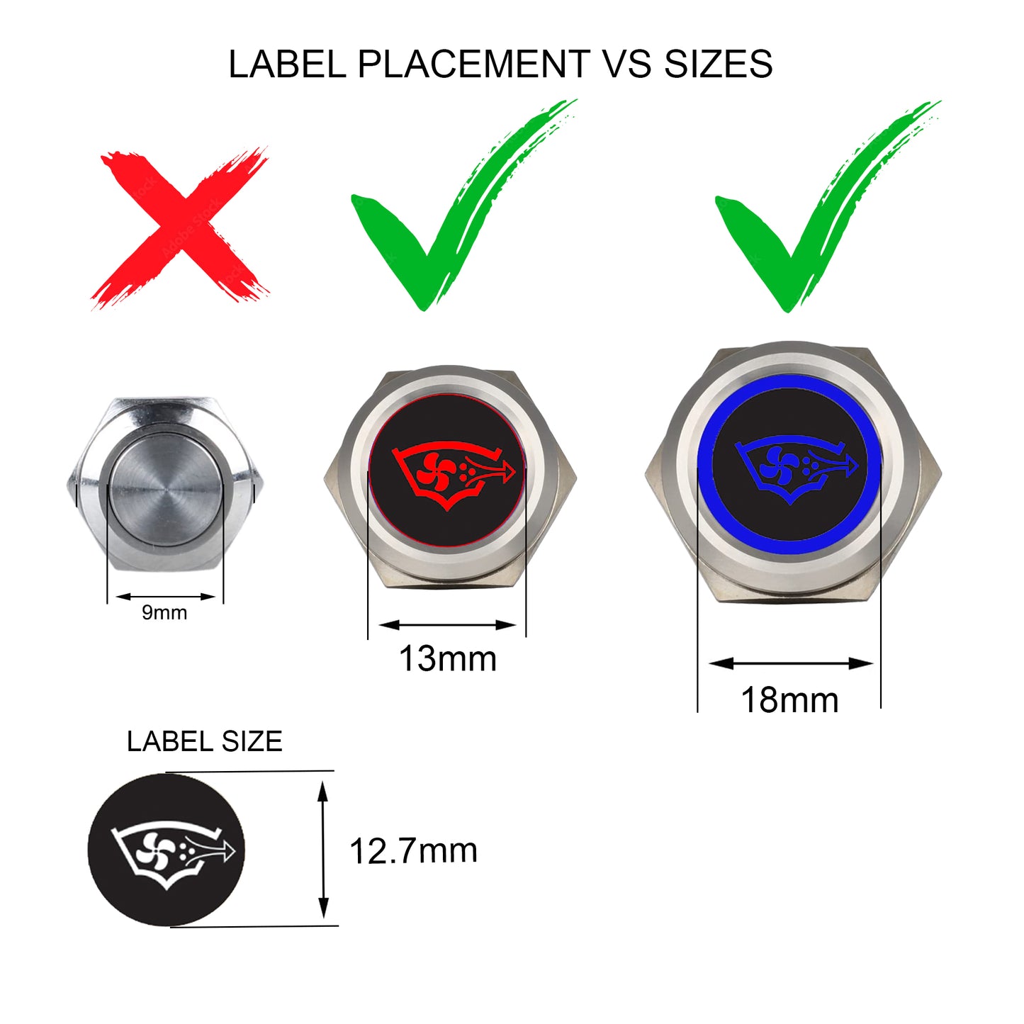 100 Pcs Round Push Button Replacement for Blue Sea 4180 4181 Toggle Switch 4230 Circuit Labels