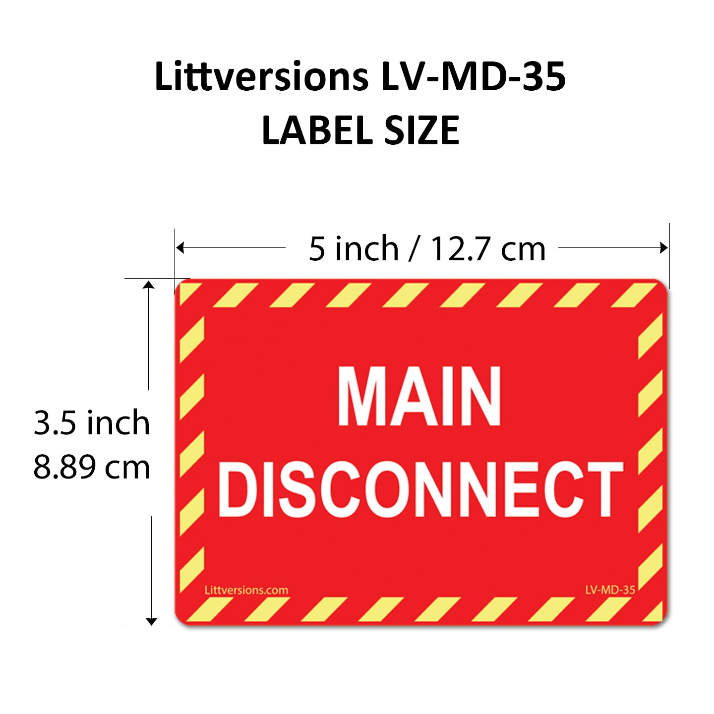 5 Pack Red 5" x 3.5" Main Disconnect Decal Label Emergency Sign Notice Sticker Vinyl EPA5AP Lock Out Shut