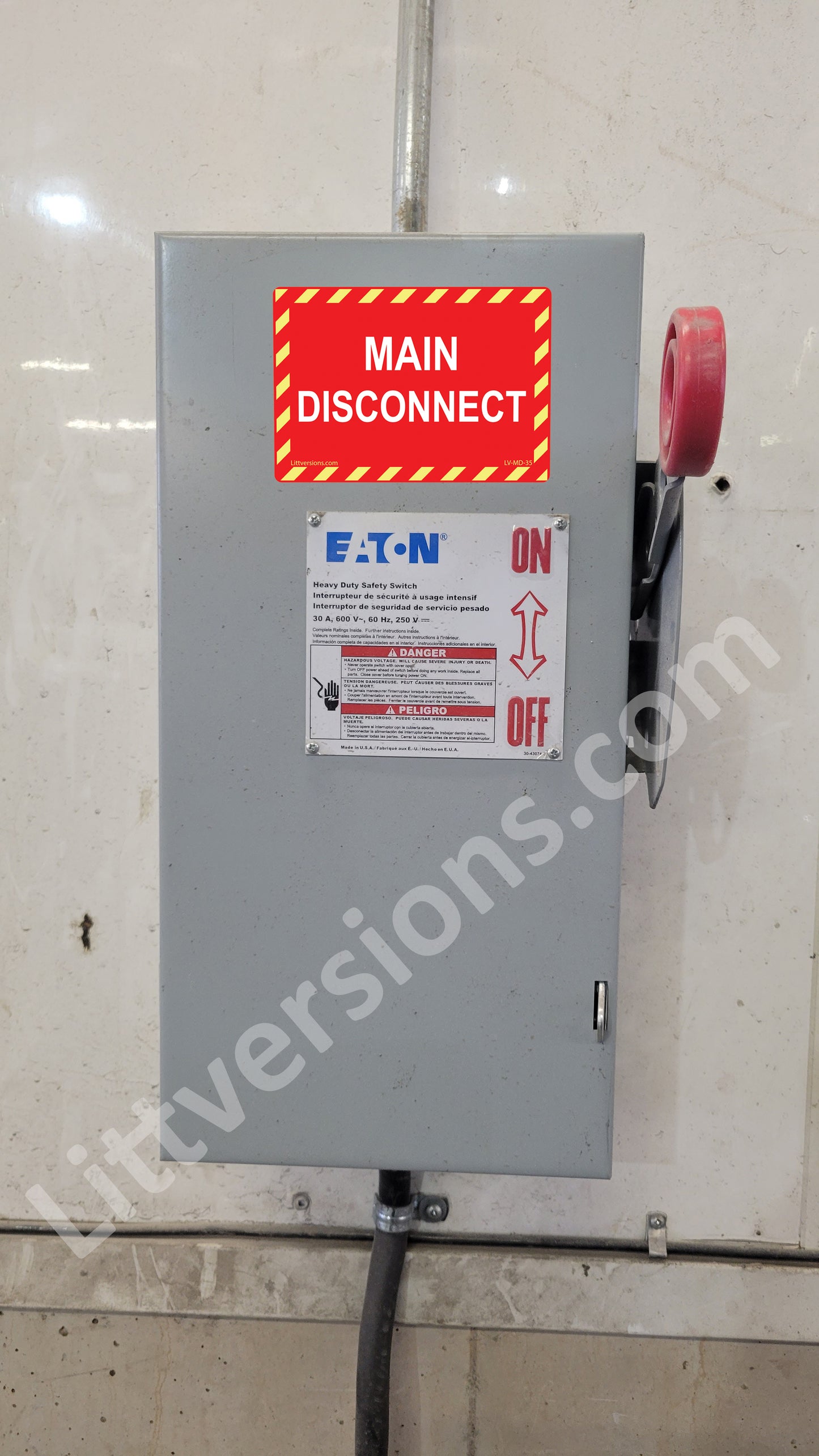 5 Pack Red 5" x 3.5" Main Disconnect Decal Label Emergency Sign Notice Sticker Vinyl EPA5AP Lock Out Shut