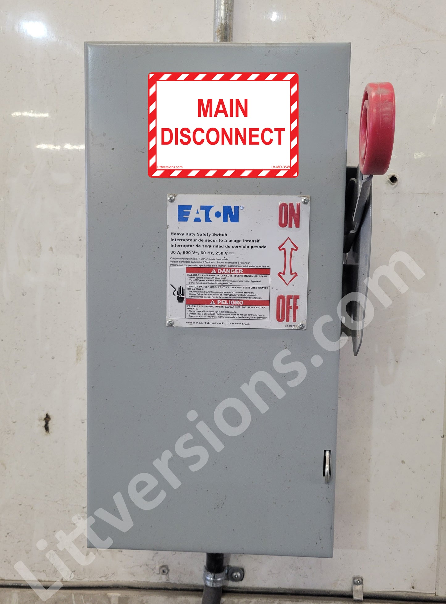5 Pack White 5" x 3.5" Main Disconnect Label Decal Sign Notice Emergency StickerVinyl EPA5AP Lock Out Shut