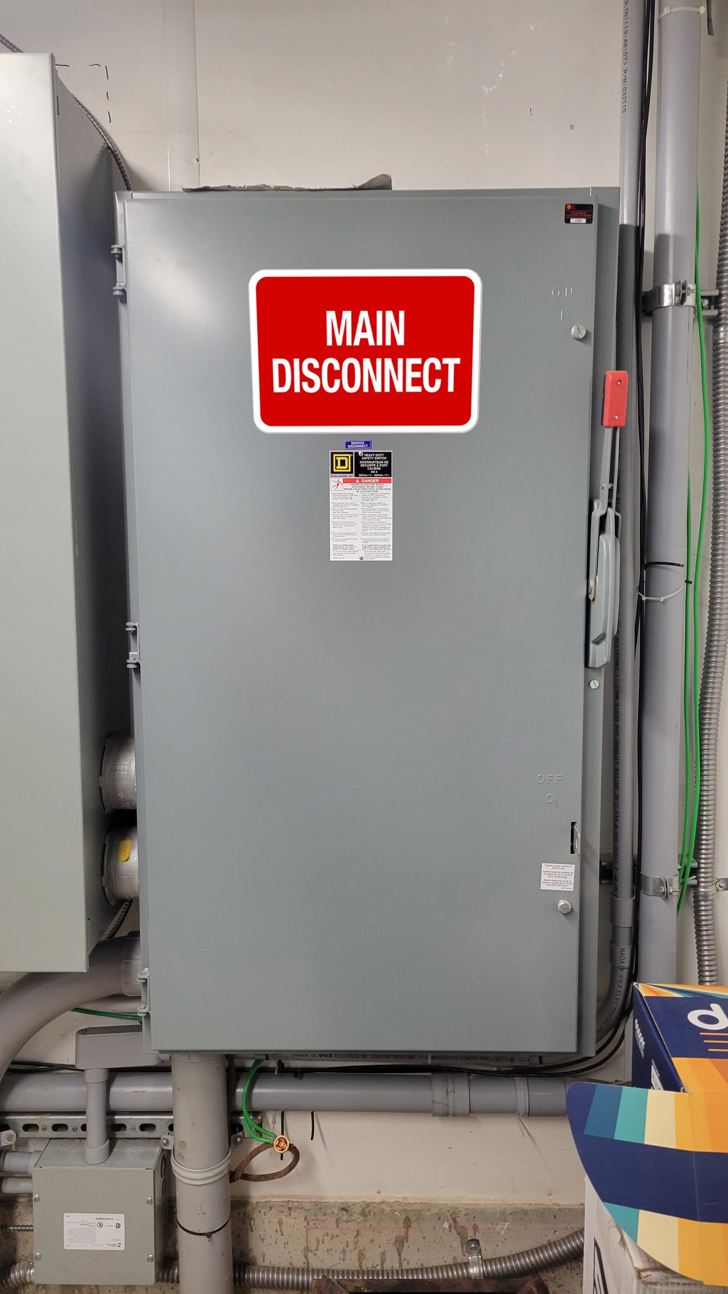 2 Pack 12" x 9" Main Disconnect Sticker Service Label Emergency Sign Symbol Marker 12x9 9x12 inch