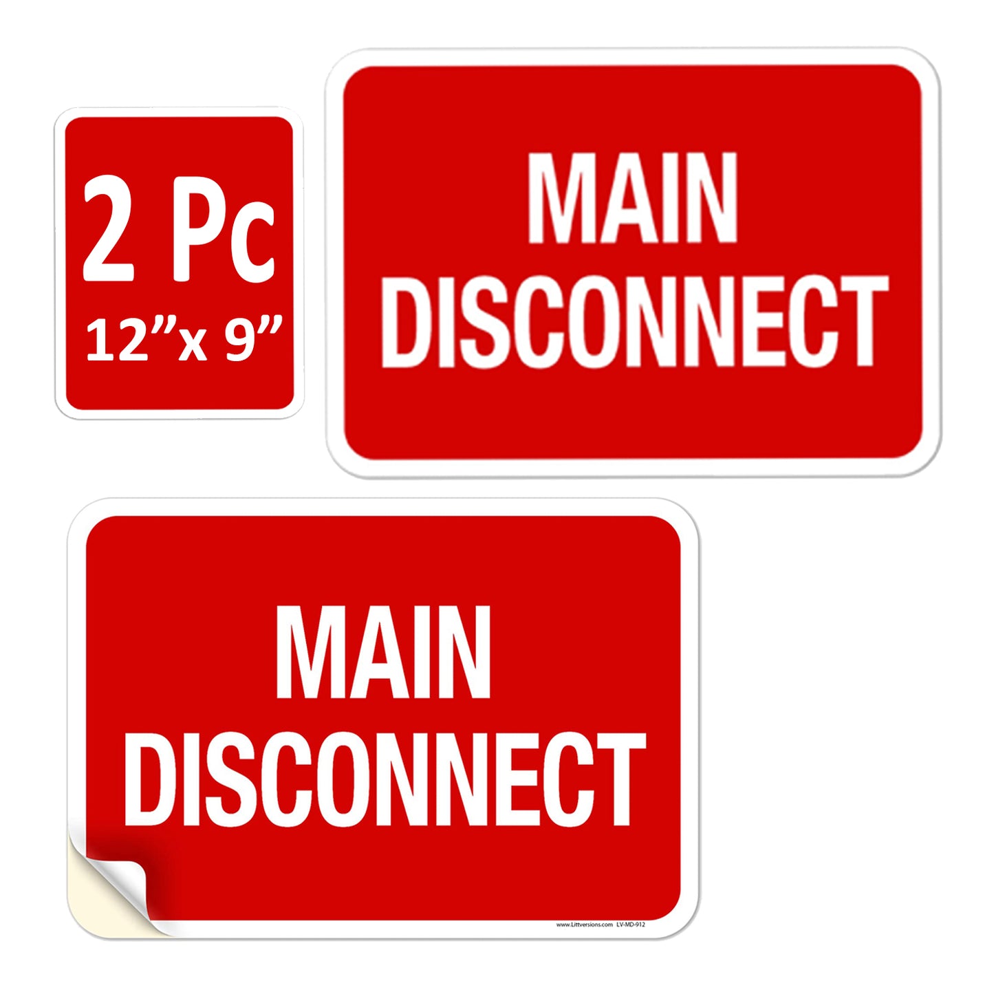2 Pack 12" x 9" Main Disconnect Sticker Service Label Emergency Sign Symbol Marker 12x9 9x12 inch