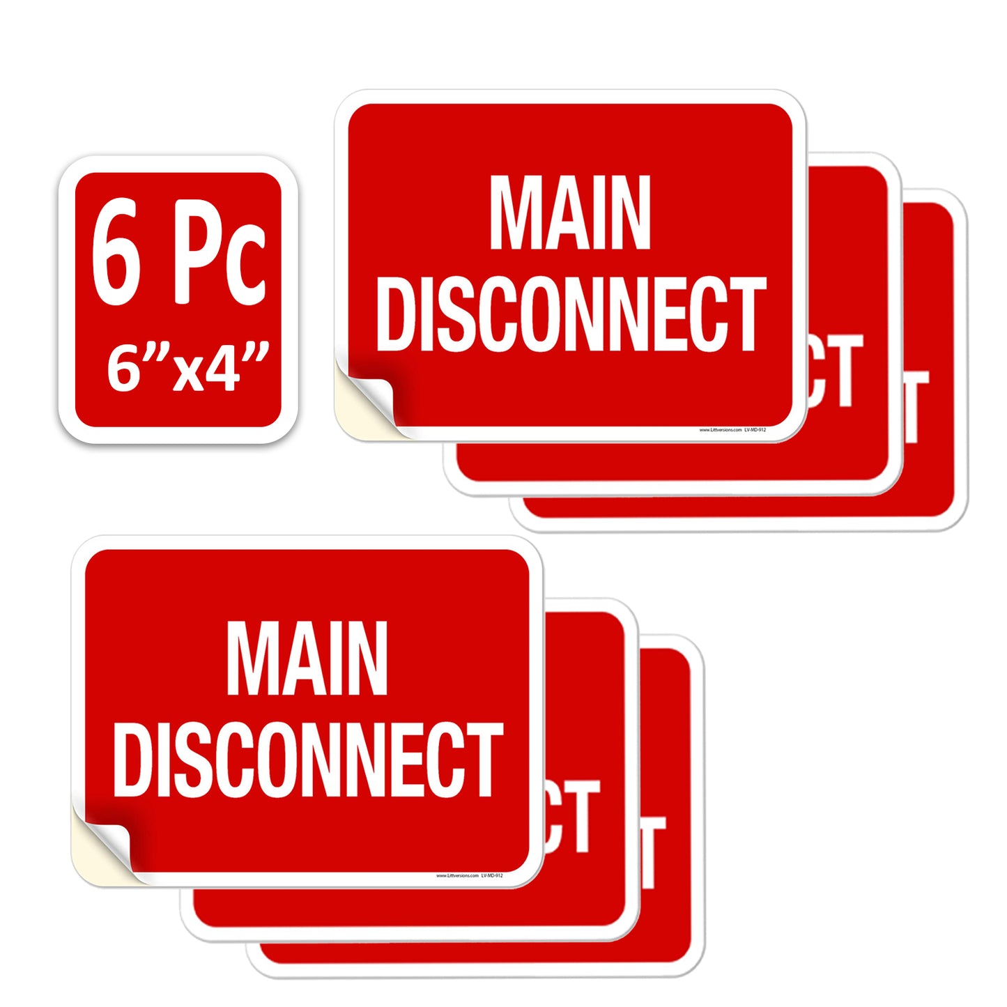 6 Pack 6" x 4" Main Disconnect Sticker Elect Service Label Emergency Sign Symbol 6x4 4x6 3.5 inches