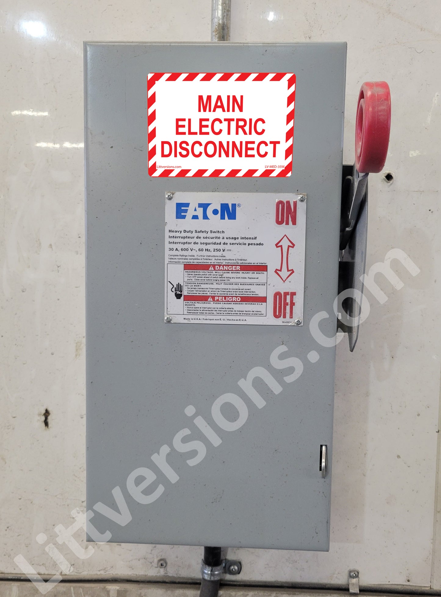 10 Pack White 5"x 3.5" Main Electric Disconnect Label Decal Sign Emergency Sticker Vinyl Lock Out Shut Off