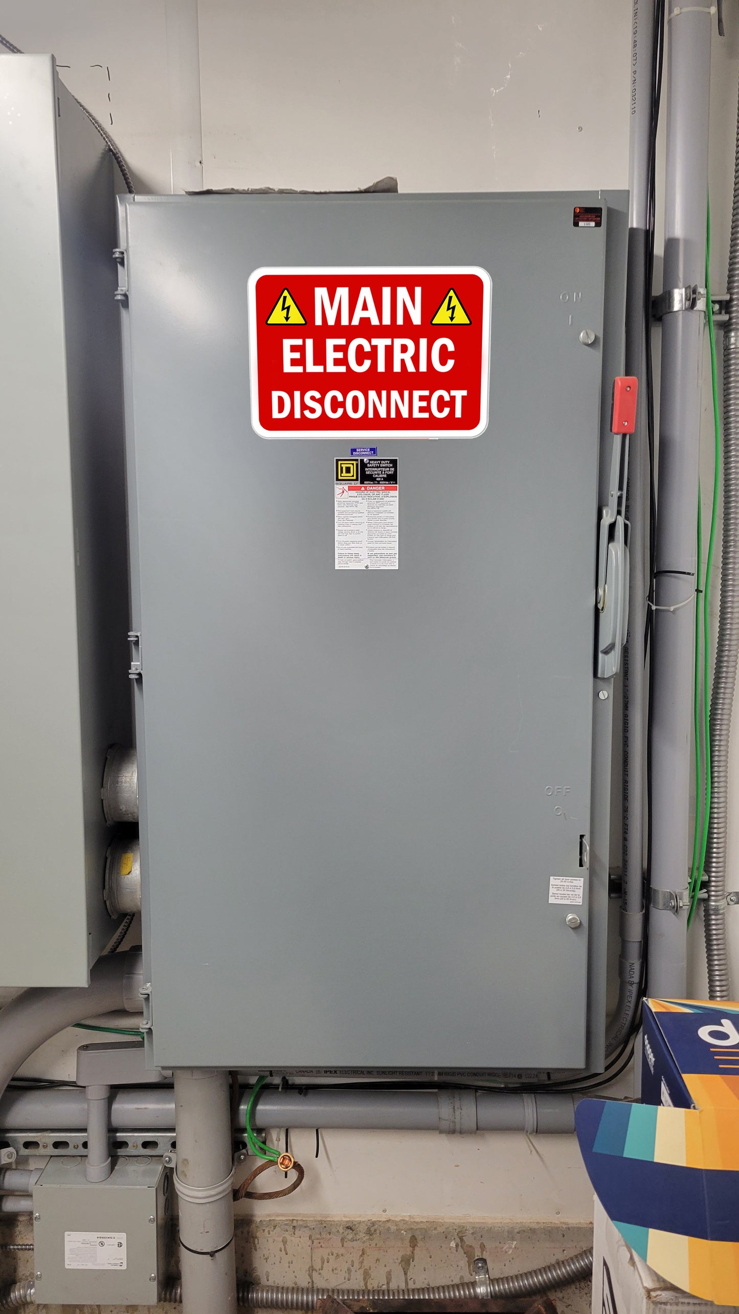 2 Pack 12" X 9" Main Electrical Disconnect Sticker Service Label Emergency Sign 12x9 9x12 inches