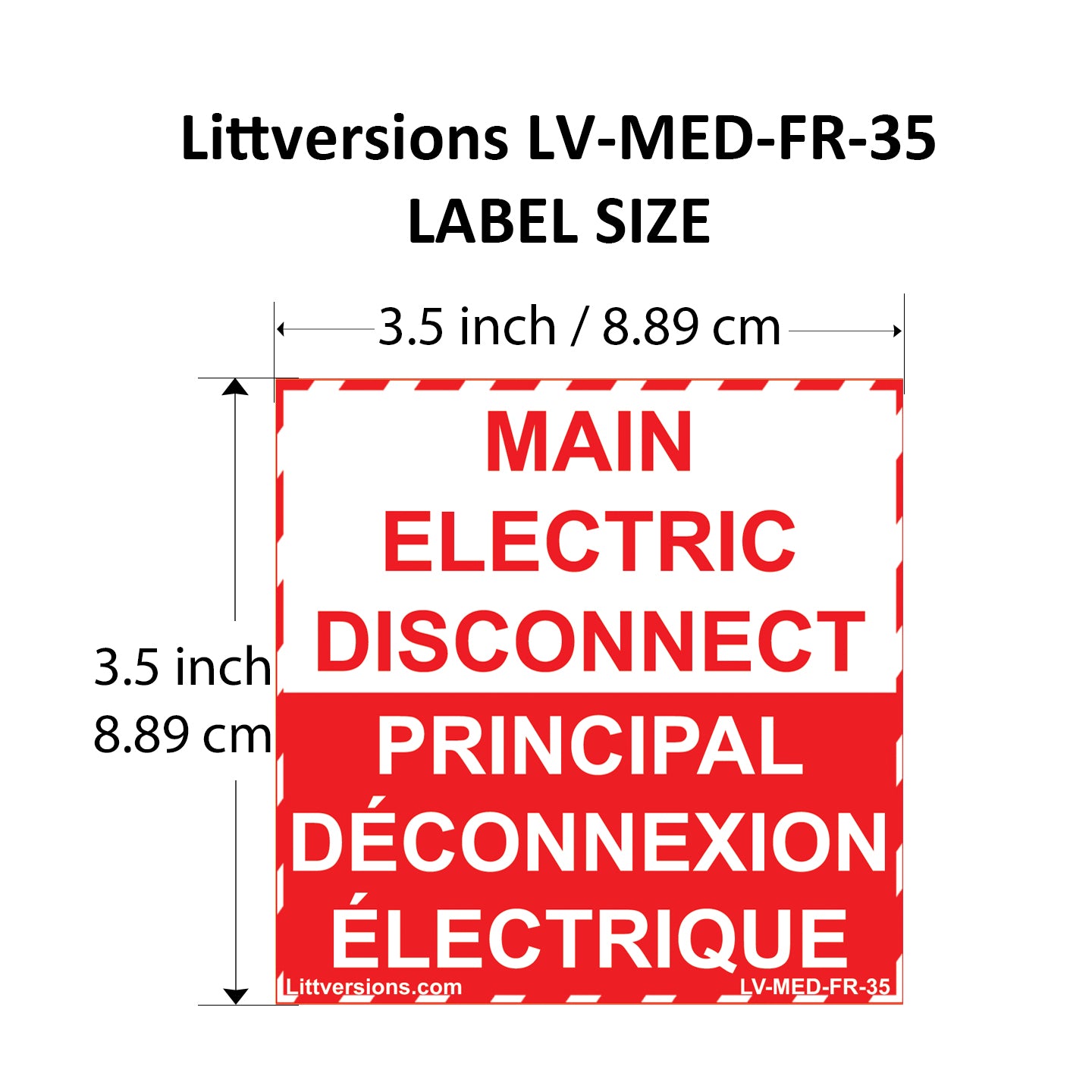 4 Pack 5" x 3.5" Main Electric Disconnect Bilingual French Français Labels Emergency Sign Notice Vinyl
