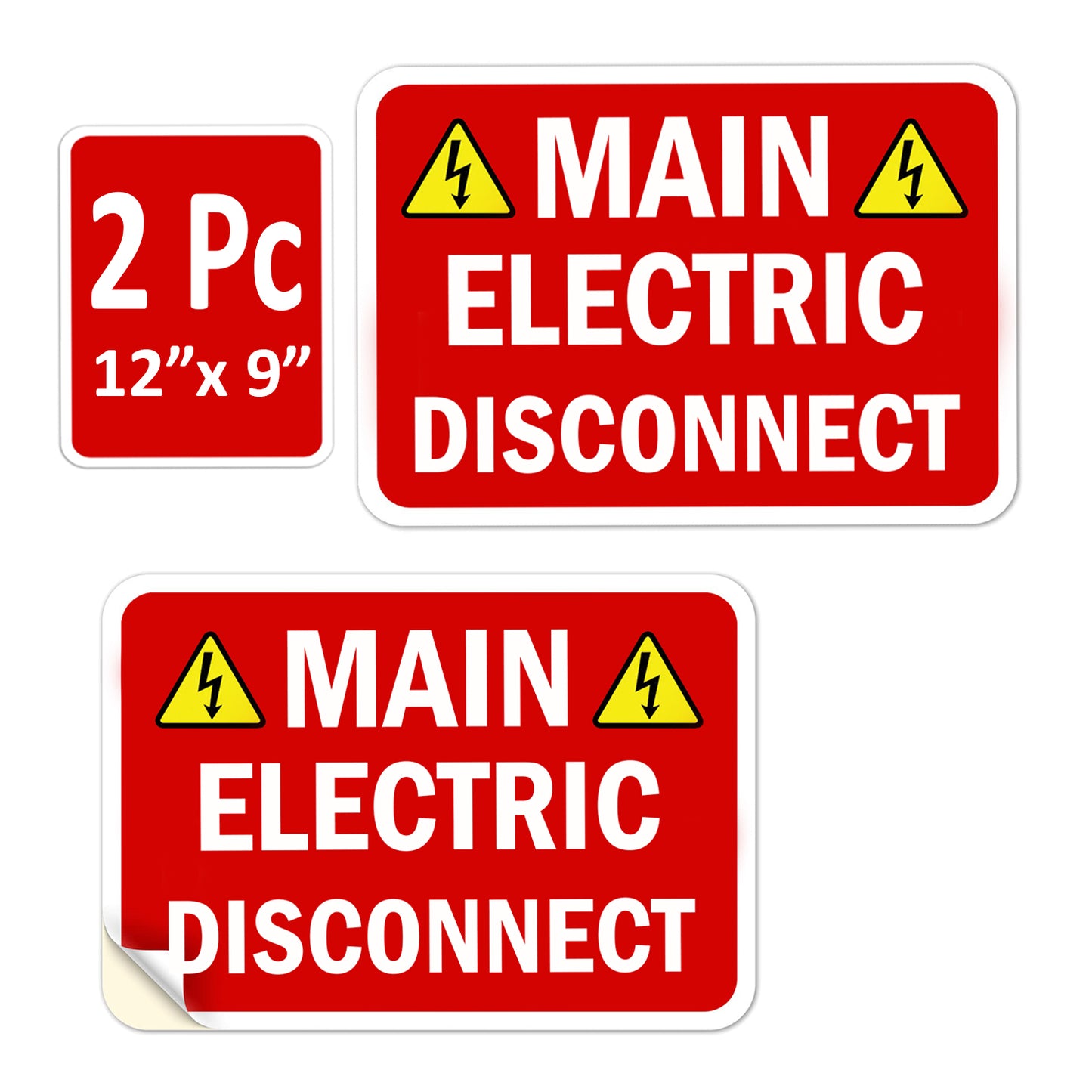 2 Pack 12" X 9" Main Electrical Disconnect Sticker Service Label Emergency Sign 12x9 9x12 inches