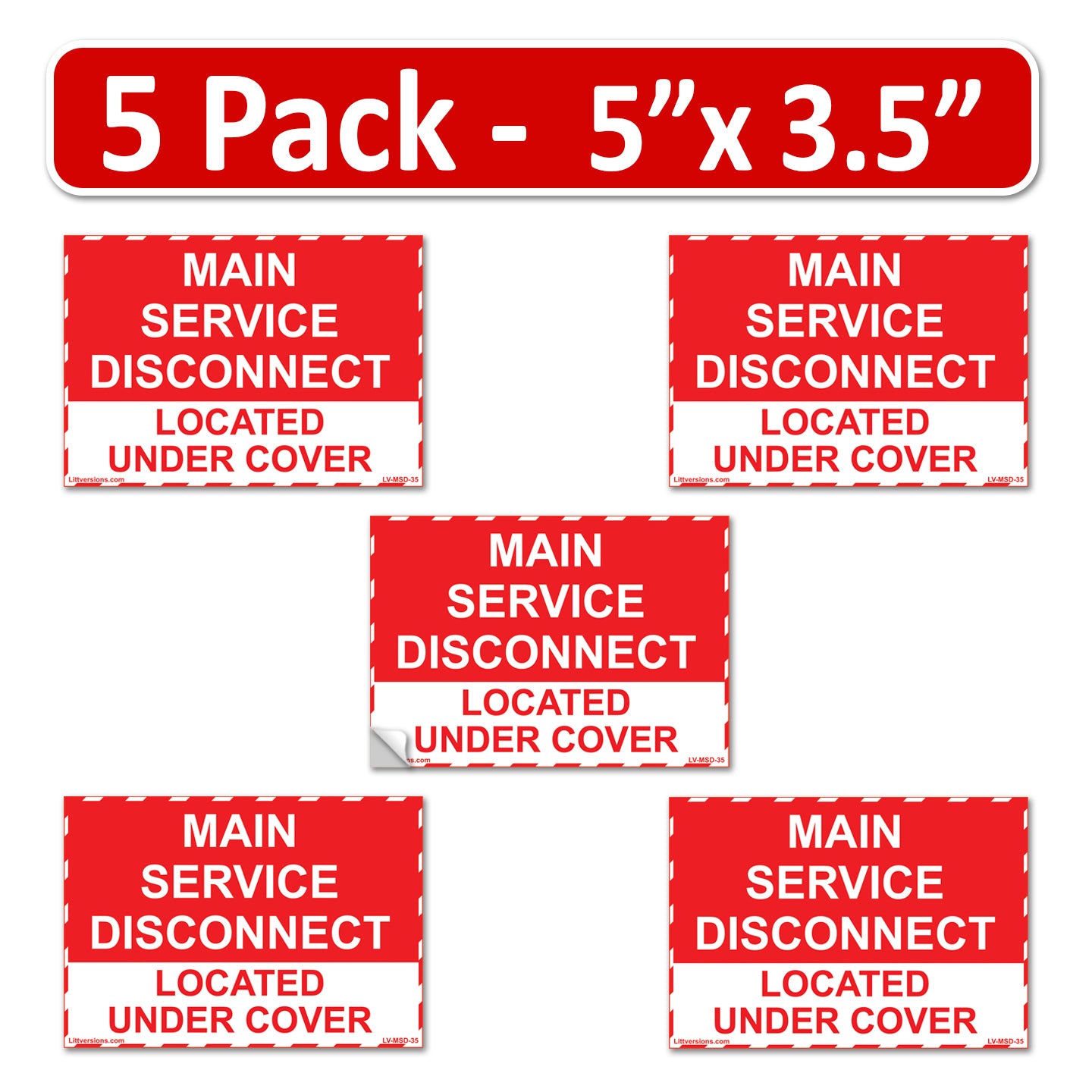 5" x 3.5" Main Service Disconnect Located Under Cover Labels Sign Sticker Electrical Vinyl EPA5AP