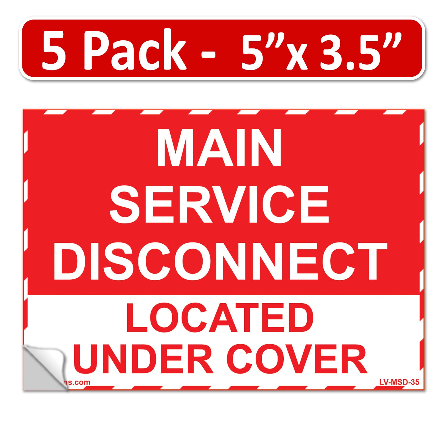 5" x 3.5" Main Service Disconnect Located Under Cover Labels Sign Sticker Electrical Vinyl EPA5AP