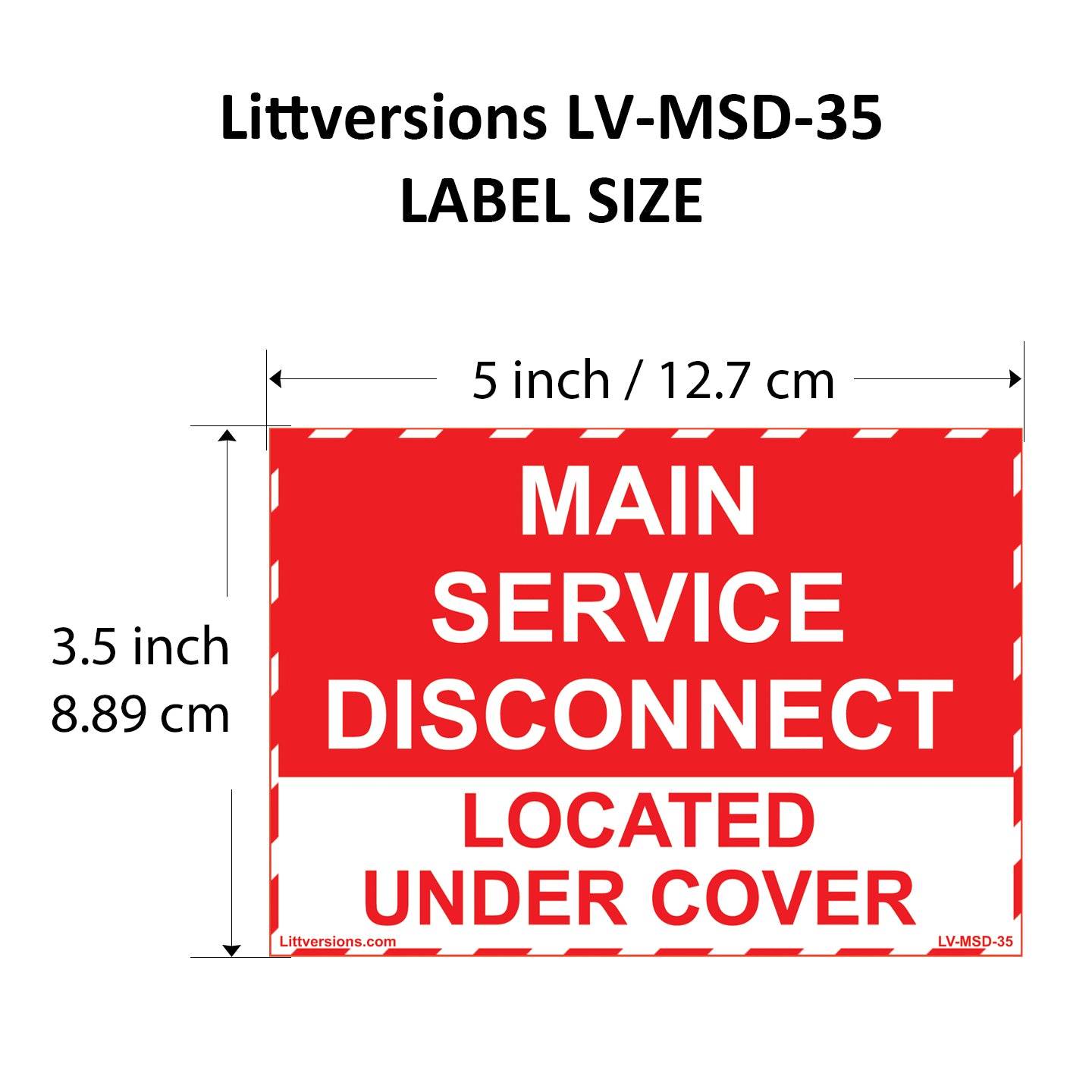 5" x 3.5" Main Service Disconnect Located Under Cover Labels Sign Sticker Electrical Vinyl EPA5AP