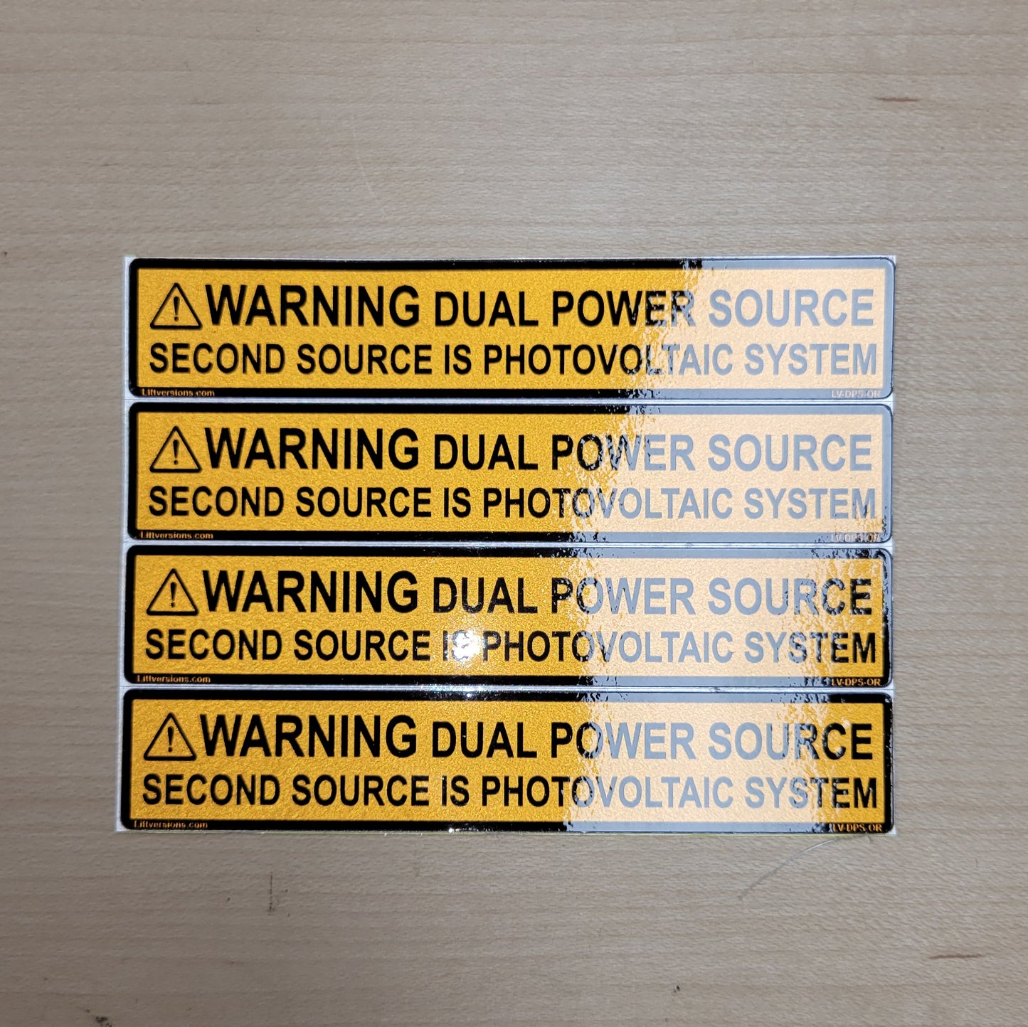 10 Pack 4.125"x 0.75" Reflective Outdoor Rated Laminated CA Solar NEC Compliant Warning Dual Power Source Photovoltaic PV System Labels Sticker 149887 596-00665 UL-969 Standard 596-00495