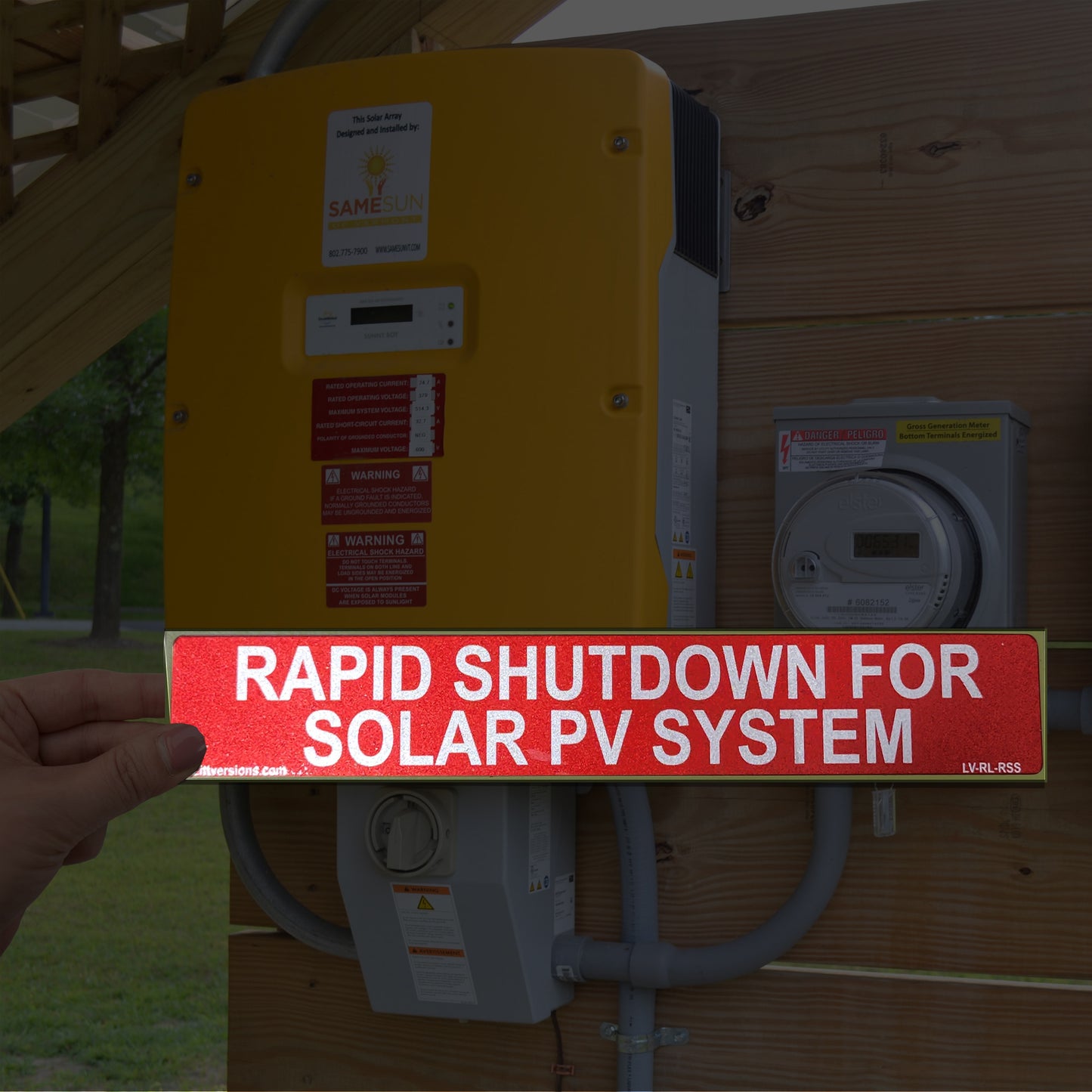 10 Pack 6.5"x1" Reflective Outdoor Rated Laminated Solar NEC Compliant Rapid Shutdown Solar PV System Labels Sticker Notice 596-01003 596-00890 Red 149848 2020-2023