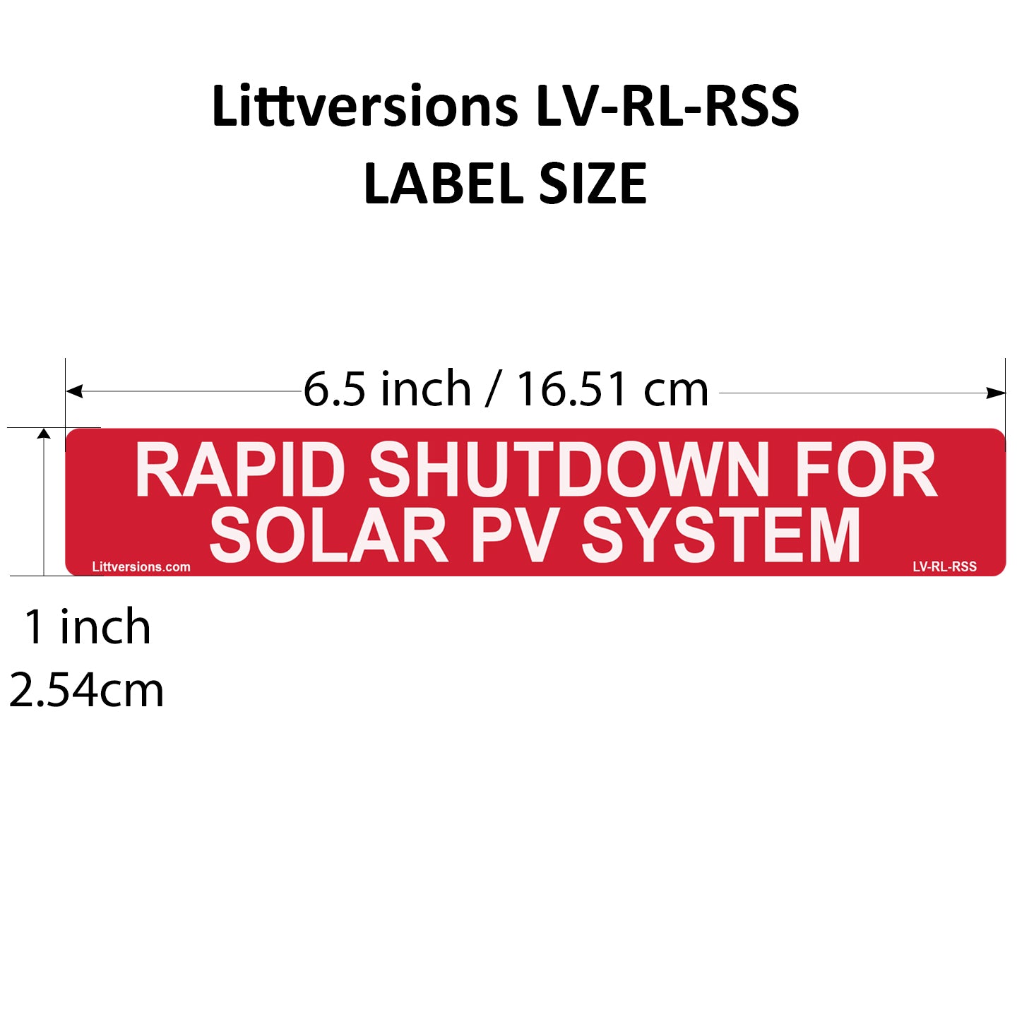 10 Pack 6.5"x1" Reflective Outdoor Rated Laminated Solar NEC Compliant Rapid Shutdown Solar PV System Labels Sticker Notice 596-01003 596-00890 Red 149848 2020-2023