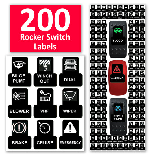 200 Pcs DC Univeral Toggle Rocker Switch Panel Label Marine Boat Car Auto Truck RV